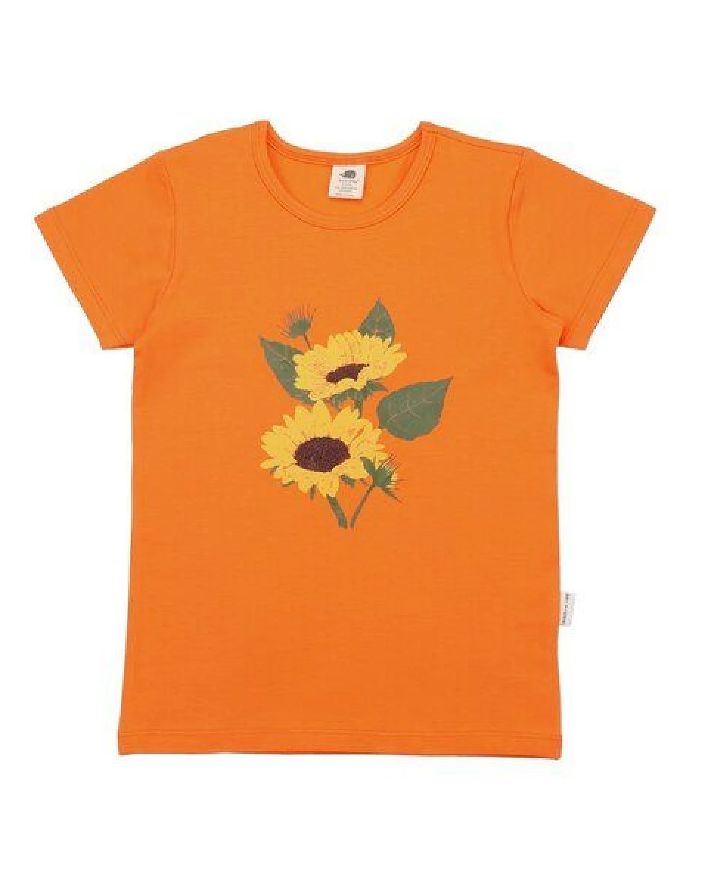 Kinder T-Shirt GOTS-zertifiziert aus Bio-Baumwolle orange mit Sonnenblumen-Motiv – Walkiddy – Ansicht 2