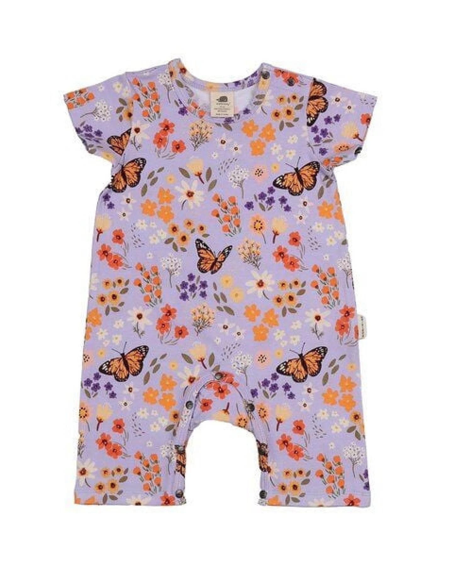 Baby Kurzarm-Body GOTS-zertifiziert aus Bio-Baumwolle mit Blumen-und-Schmetterlings-Muster – Walkiddy – Ansicht 2