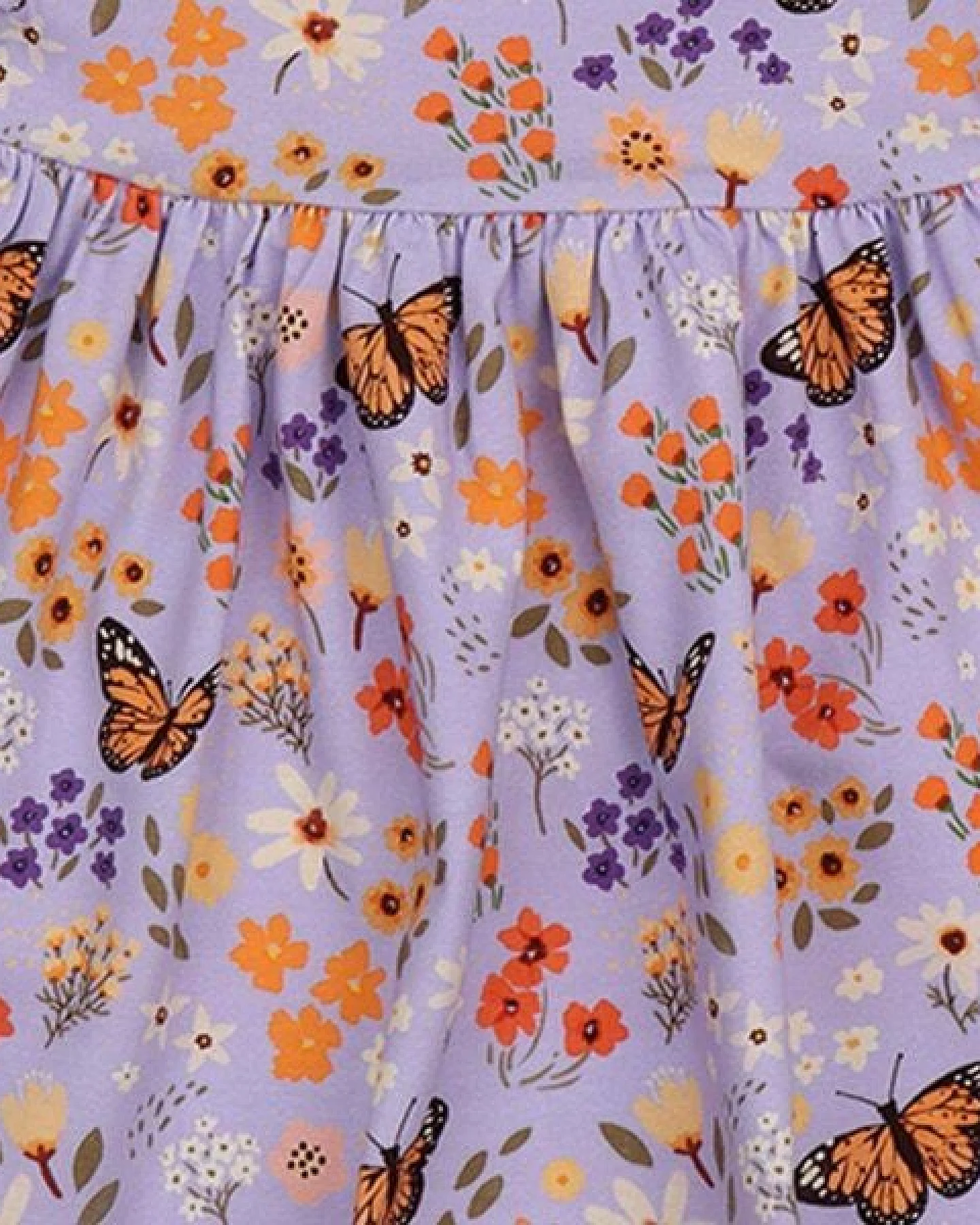 Baby Kleid GOTS zertifiziert, „Flowers & Butterflies“ Allover, lila, Kurzarm, weich – Walkiddy – Ansicht 3