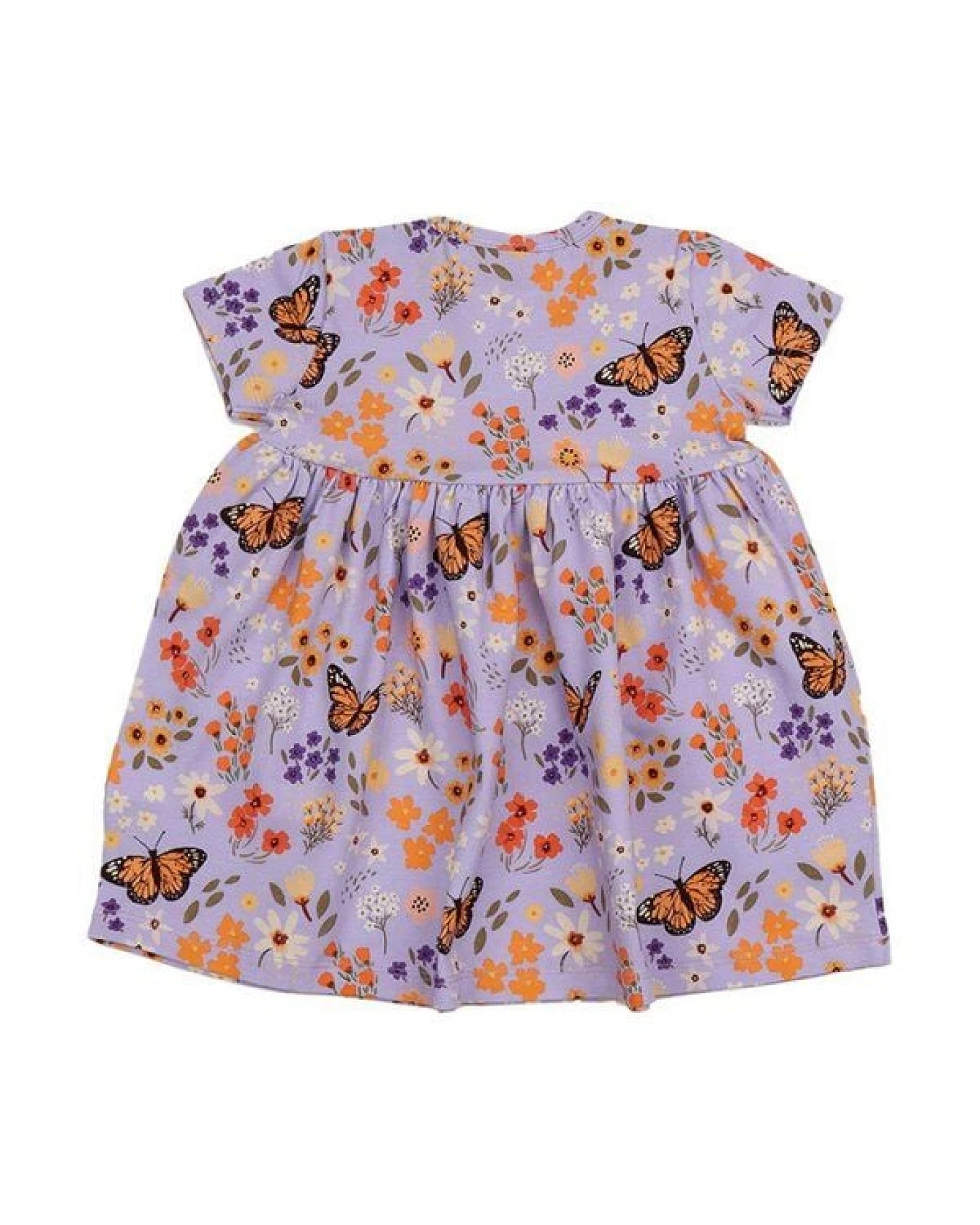 Baby Kleid GOTS zertifiziert, „Flowers & Butterflies“ Allover, lila, Kurzarm, weich – Walkiddy – Ansicht 4