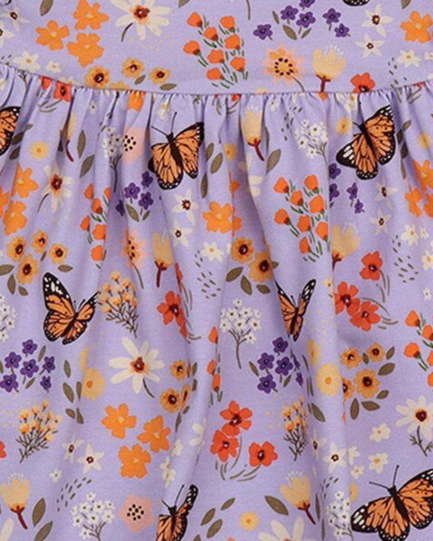 Baby Kleid GOTS zertifiziert, „Flowers & Butterflies“ Allover, lila, Kurzarm, weich – Walkiddy – Ansicht 3