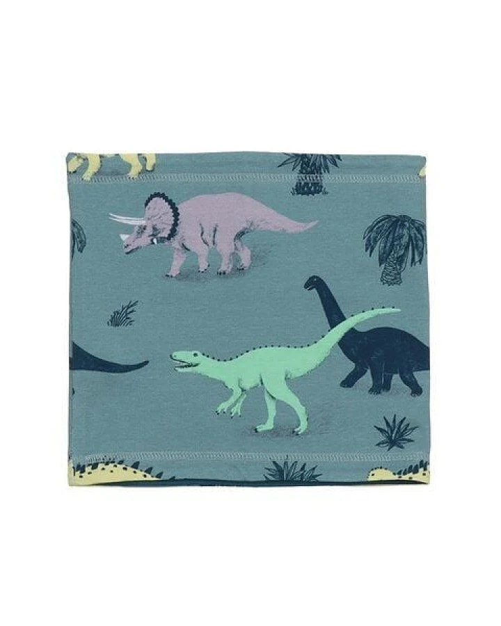 Kinder Schlauchschal – Blaugrün mit Dinosauriermotiv, weich & bequem