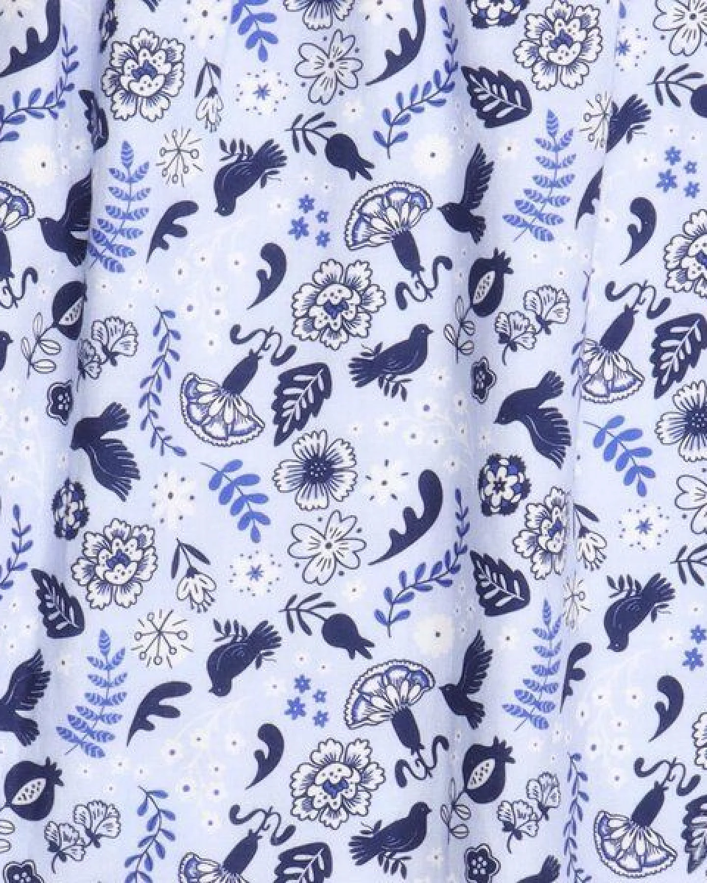 Kleinkinder Bluse GOTS-zertifiziert aus Bio-Baumwolle blau mit Vogel-und-Blumen-Muster – Walkiddy – Ansicht 4
