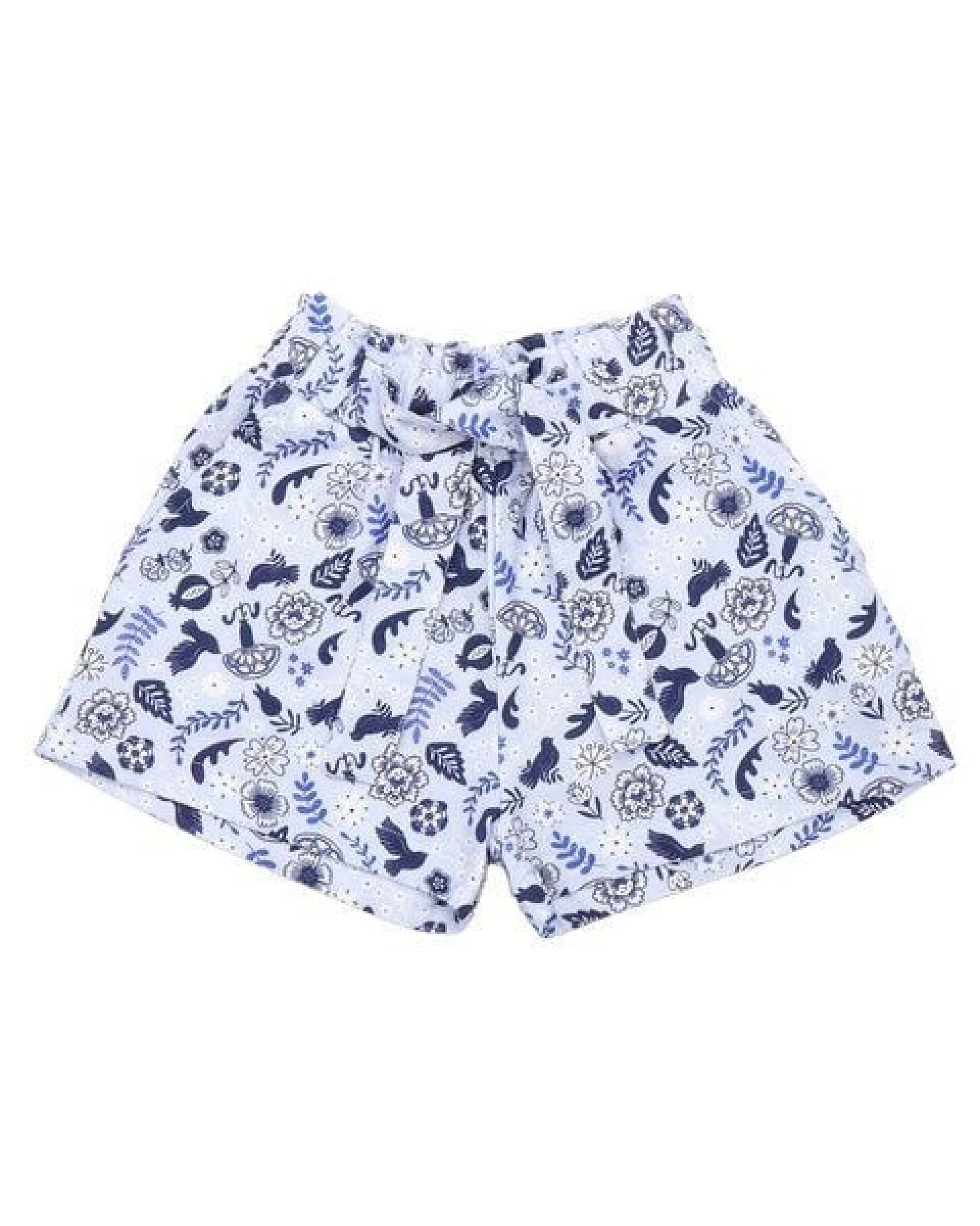 Kinder Shorts Bio-Baumwolle GOTS „Blue Birds and Flowers“ – Walkiddy, kurze Hose mit elastischem Bund, weich, bequem und sommerlich leicht, ideal für warme Sommertage – Ansicht 2