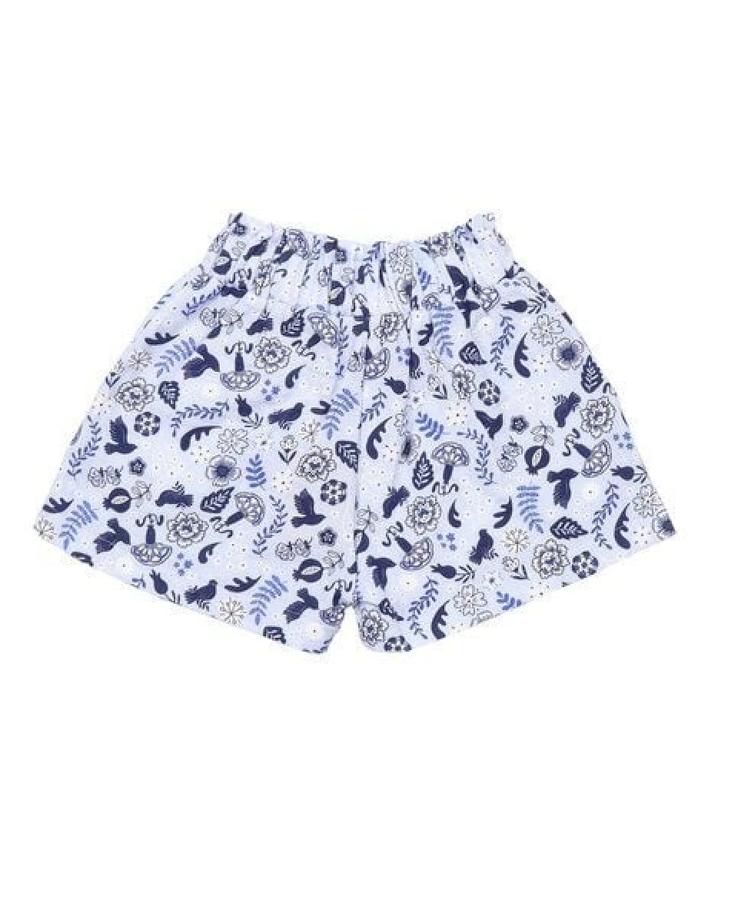 Kinder Shorts Bio-Baumwolle GOTS „Blue Birds and Flowers“ – Walkiddy, kurze Hose mit elastischem Bund, weich, bequem und sommerlich leicht, ideal für warme Sommertage – Ansicht 3