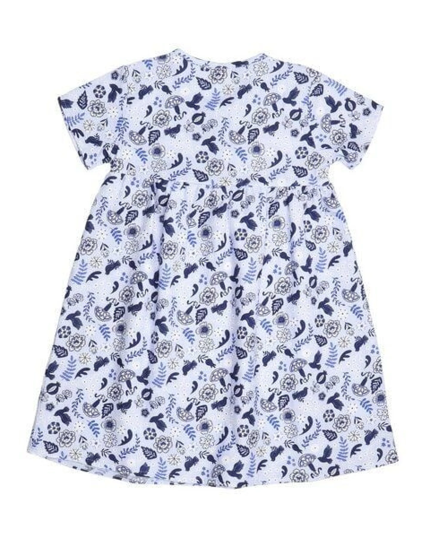 Kinder Kleid GOTS-zertifiziert aus Bio-Baumwolle, Blue Birds and Flowers, kurzarm, leicht & sommerlich – Walkiddy – Ansicht 4