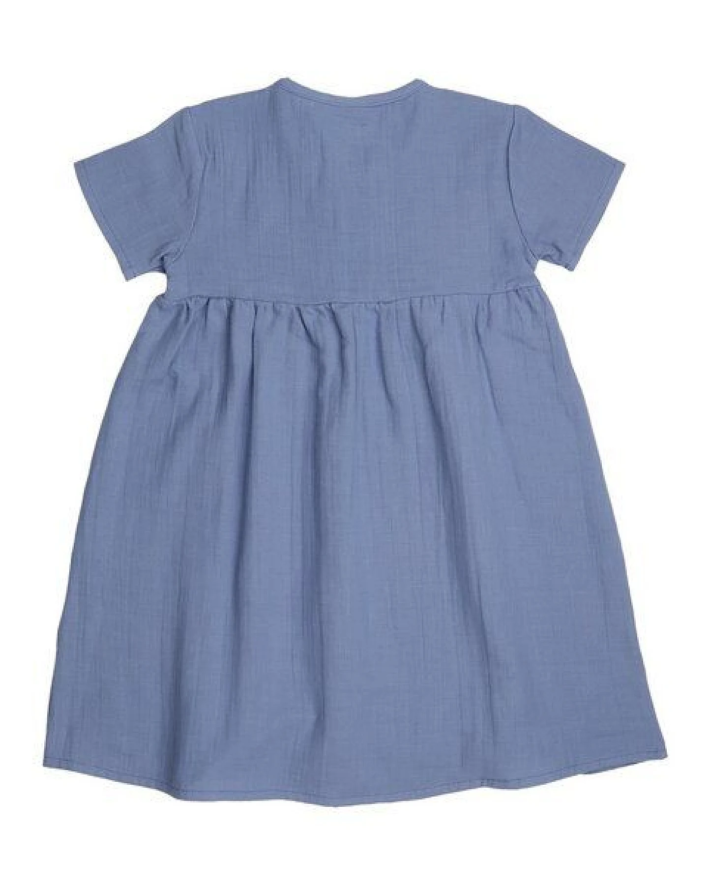 Kleinkinder Kleid – Blau aus Bio-Baumwolle, kurzärmlig, locker fallend, bequem, alltagstauglich & kombinierbar – Ansicht 4