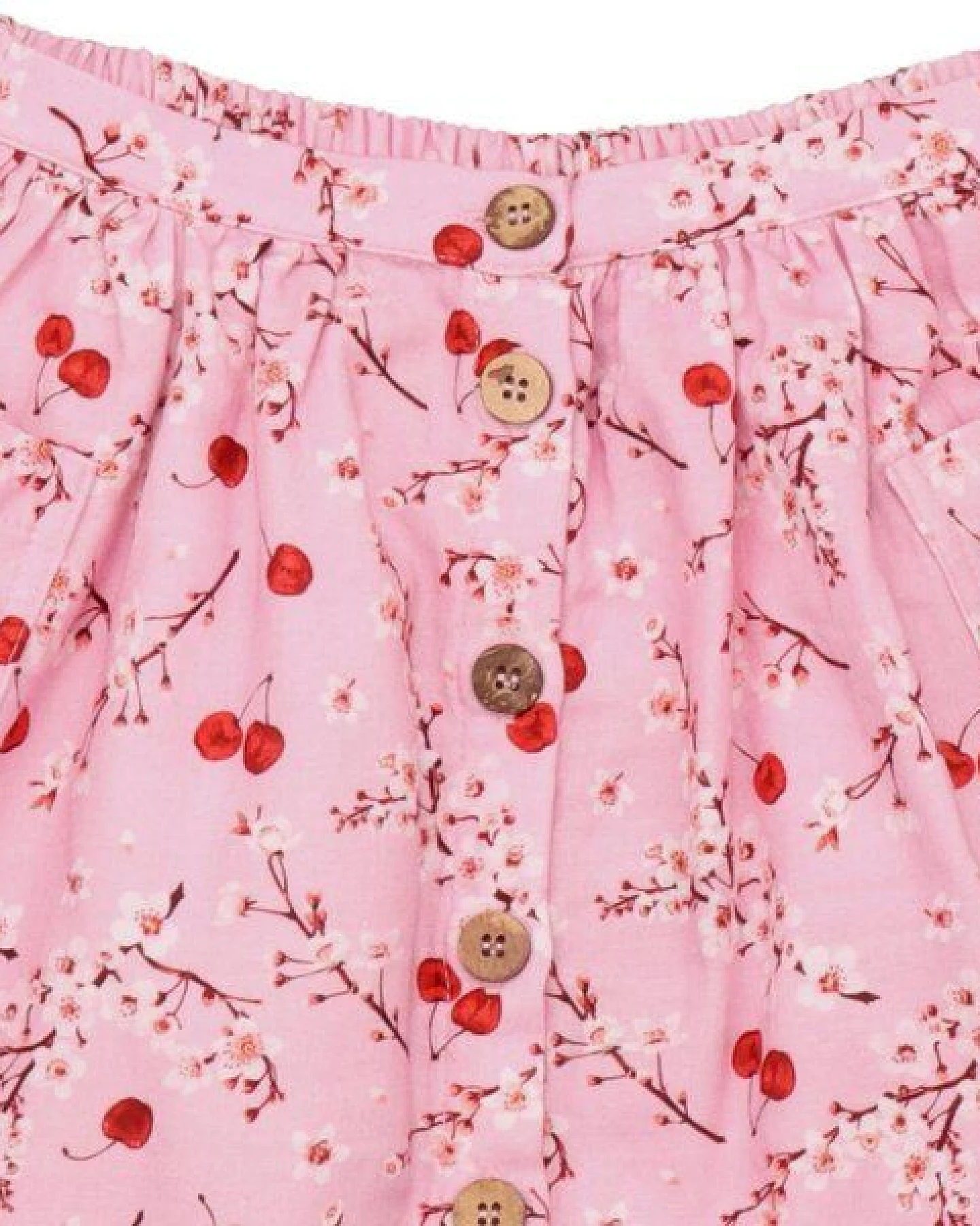Kleinkinder Rock GOTS-zertifiziert aus Bio-Baumwolle rosa mit Kirschen-und-Blüten-Muster – Walkiddy – Ansicht 3