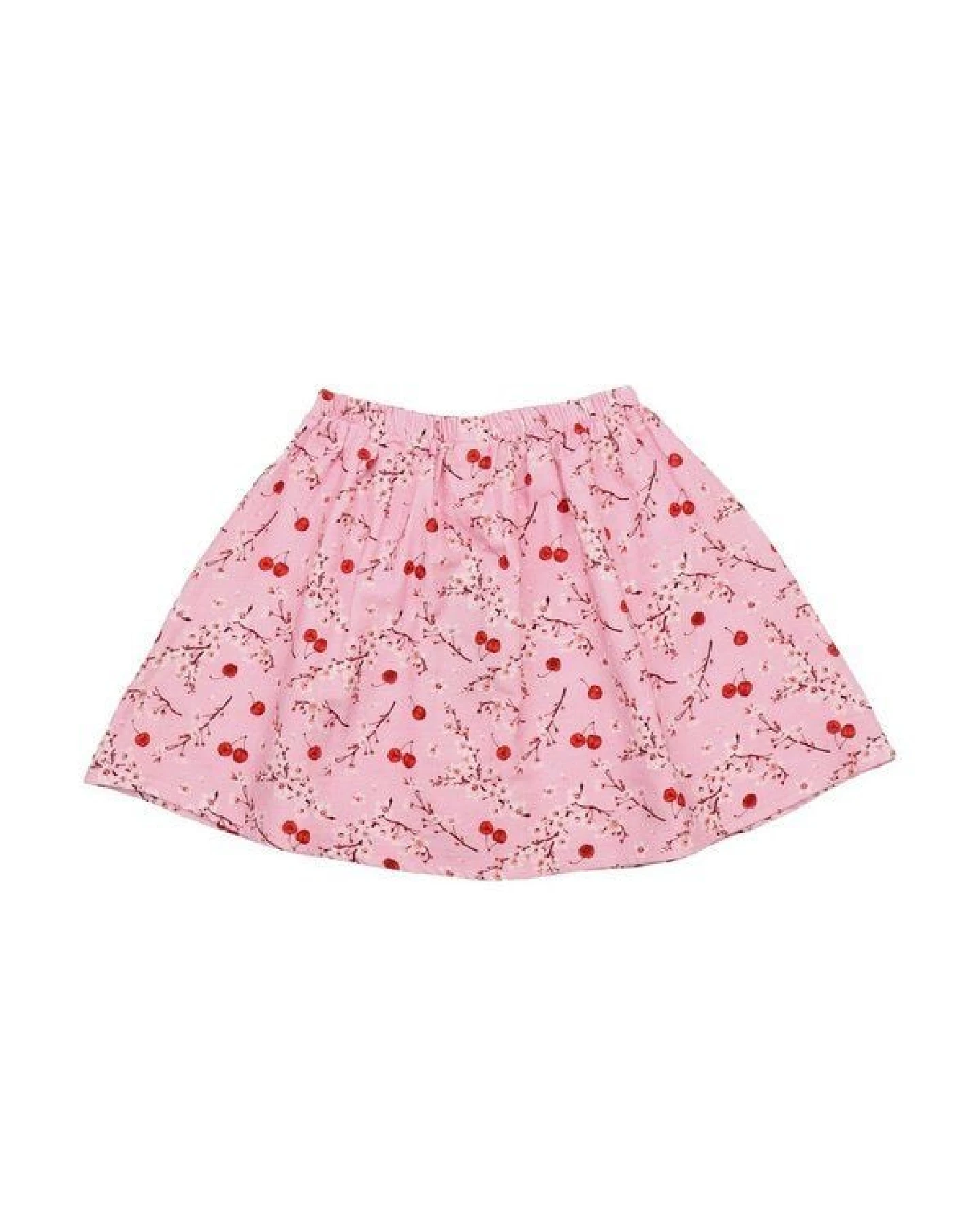 Kleinkinder Rock GOTS-zertifiziert aus Bio-Baumwolle rosa mit Kirschen-und-Blüten-Muster – Walkiddy – Ansicht 4