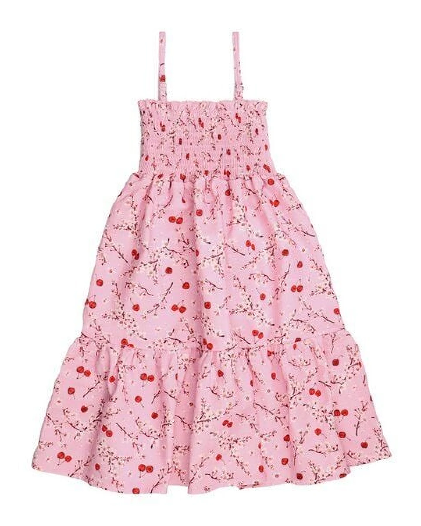 Kinder Trägerkleid GOTS zertifiziert, Bio-Baumwolle, rosa, Kirsch-Blütenmuster, leicht & bequem – Walkiddy – Ansicht 4