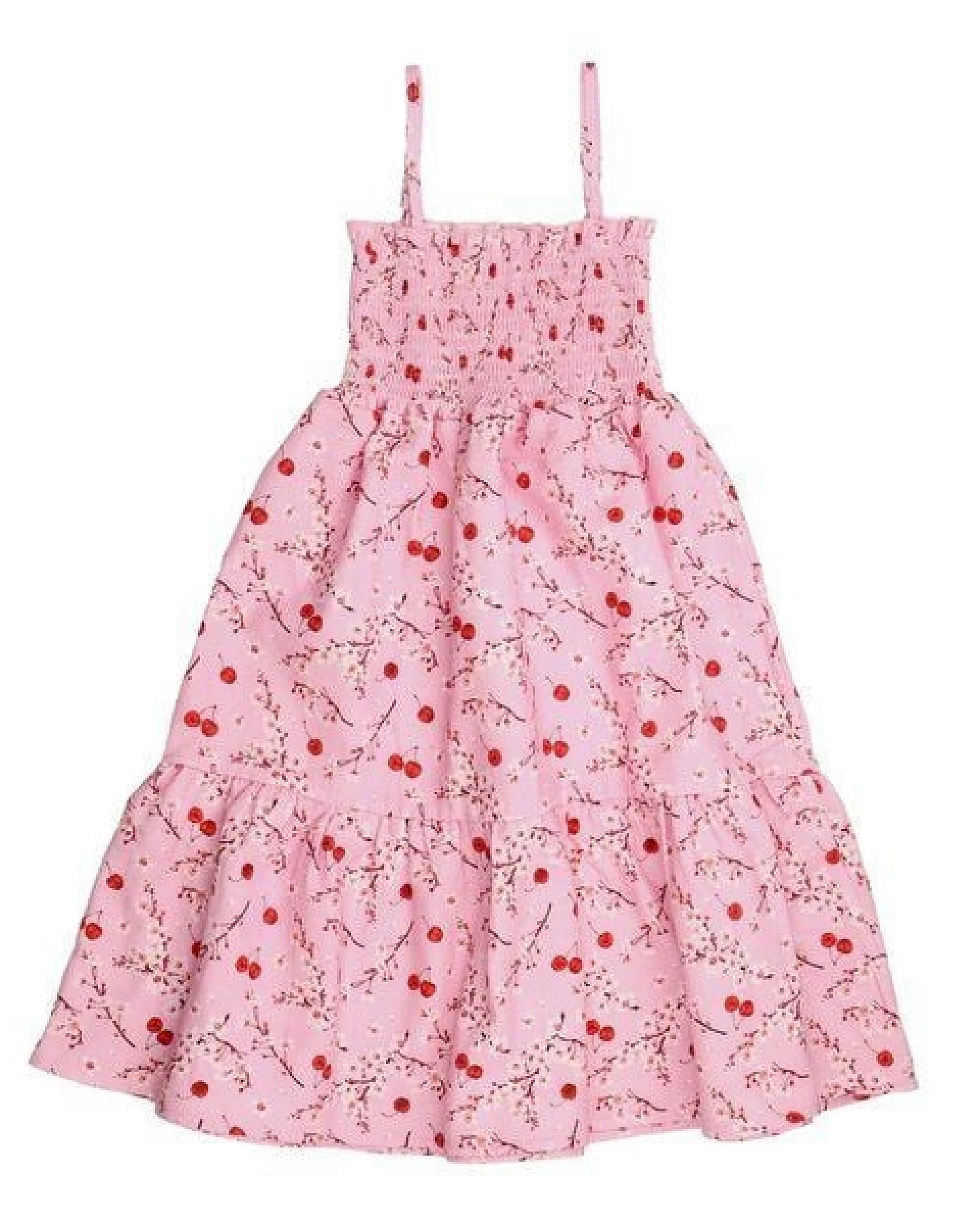 Kinder Trägerkleid GOTS zertifiziert, Bio-Baumwolle, rosa, Kirsch-Blütenmuster, leicht & bequem – Walkiddy – Ansicht 2