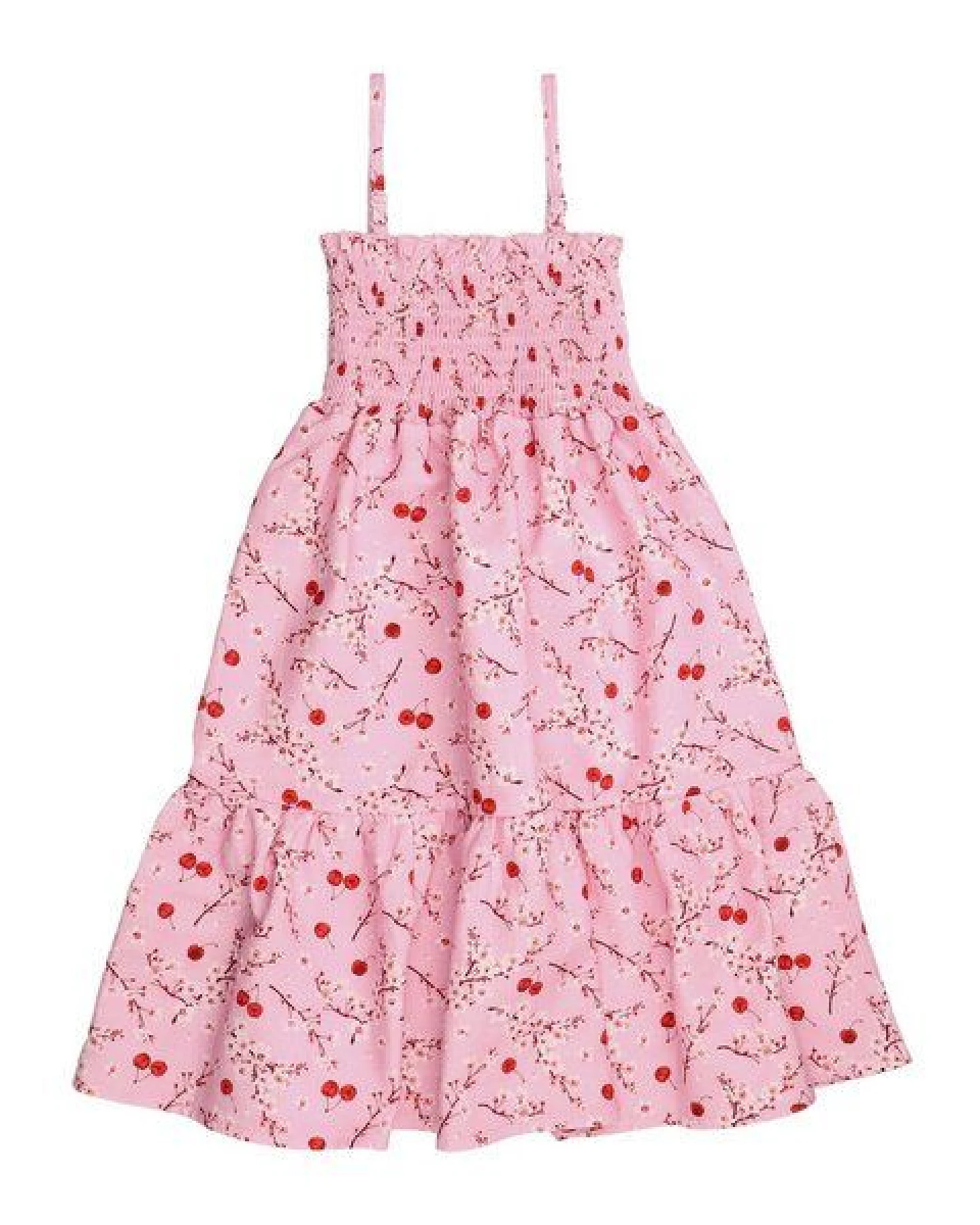 Kinder Trägerkleid GOTS zertifiziert, Bio-Baumwolle, rosa, Kirsch-Blütenmuster, leicht & bequem – Walkiddy – Ansicht 4