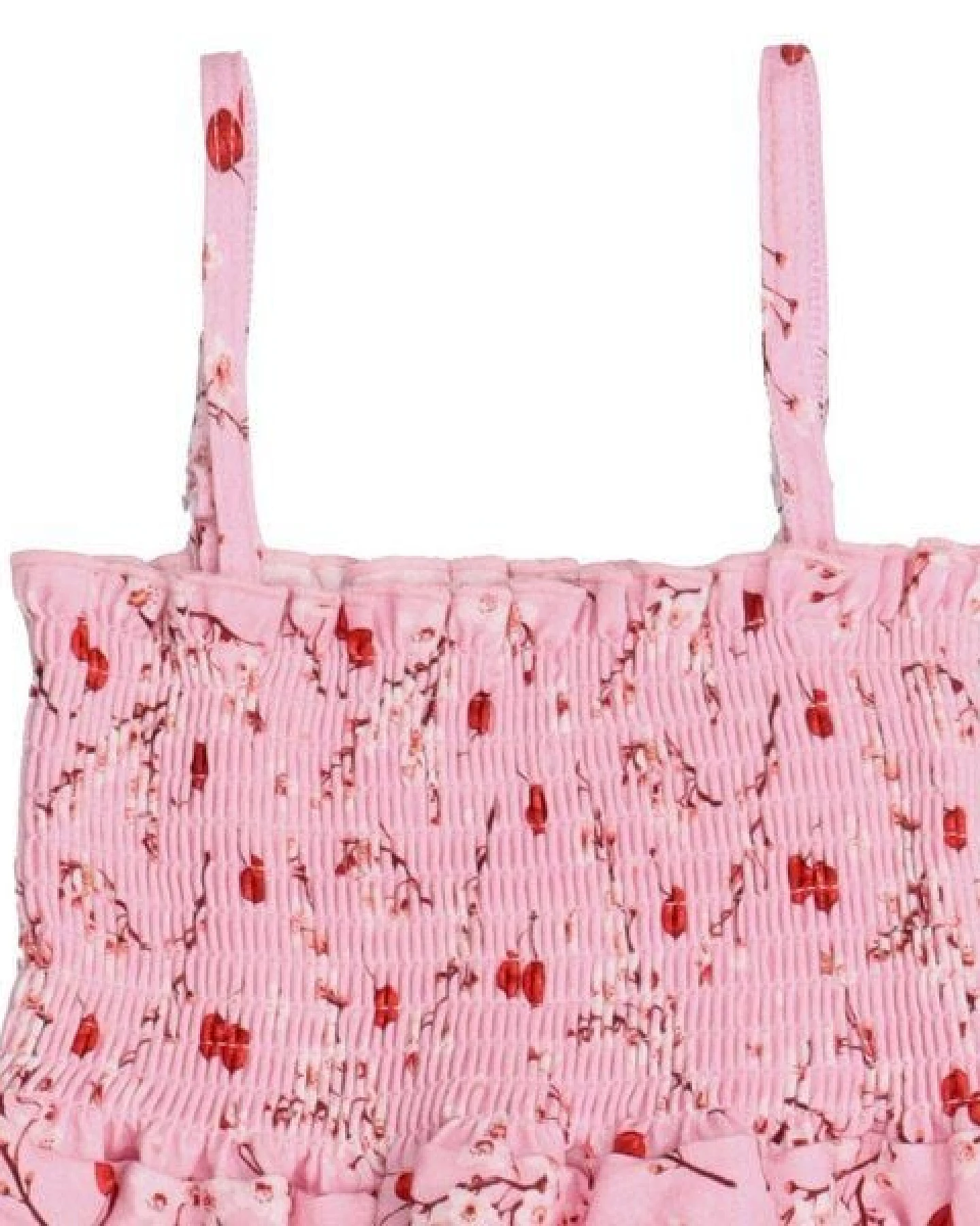 Kinder Trägerkleid GOTS zertifiziert, Bio-Baumwolle, rosa, Kirsch-Blütenmuster, leicht & bequem – Walkiddy – Ansicht 3