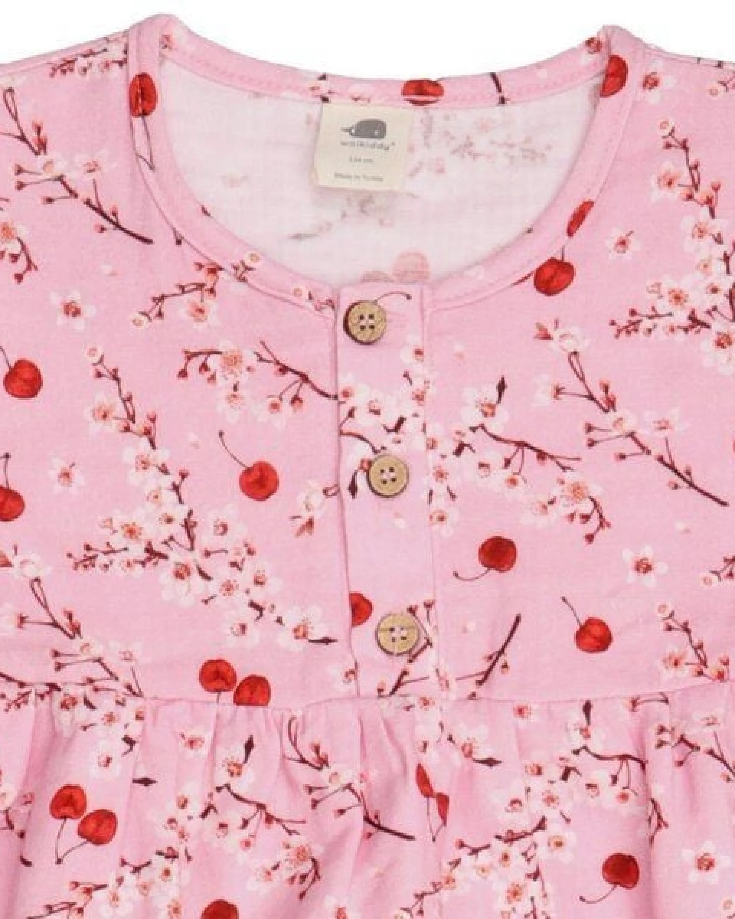 Kleid Kinder Bio-Baumwolle Cherries & Blossoms – sommerliches Walkiddy Kleid mit schwingendem Rock – nachhaltige, hautfreundliche & langlebige Qualität von Walkiddy – Ansicht 4