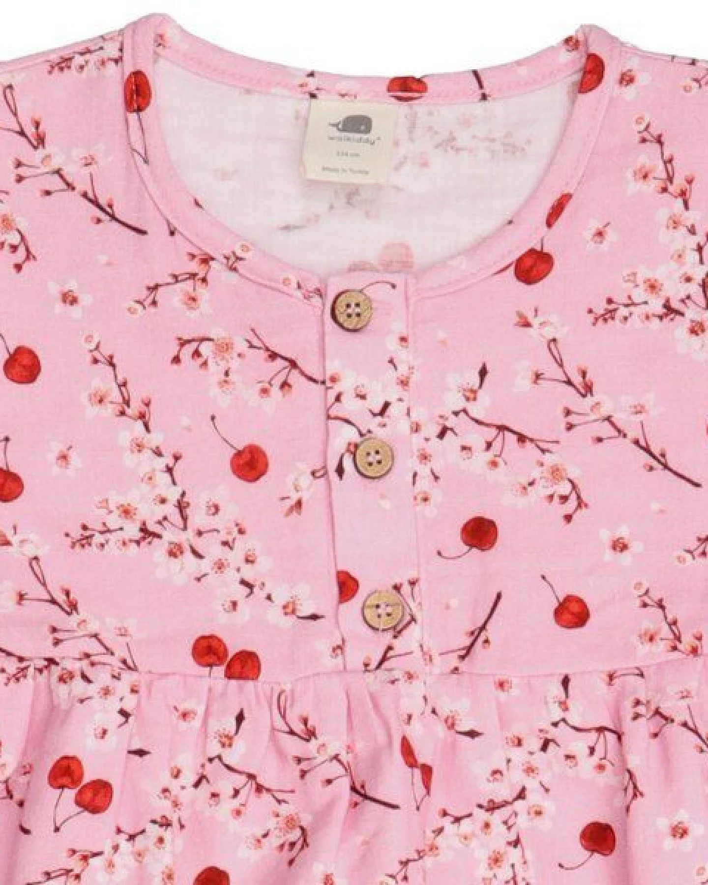 Kleid Kinder Bio-Baumwolle Cherries & Blossoms – sommerliches Walkiddy Kleid mit schwingendem Rock – nachhaltige, hautfreundliche & langlebige Qualität von Walkiddy – Ansicht 4