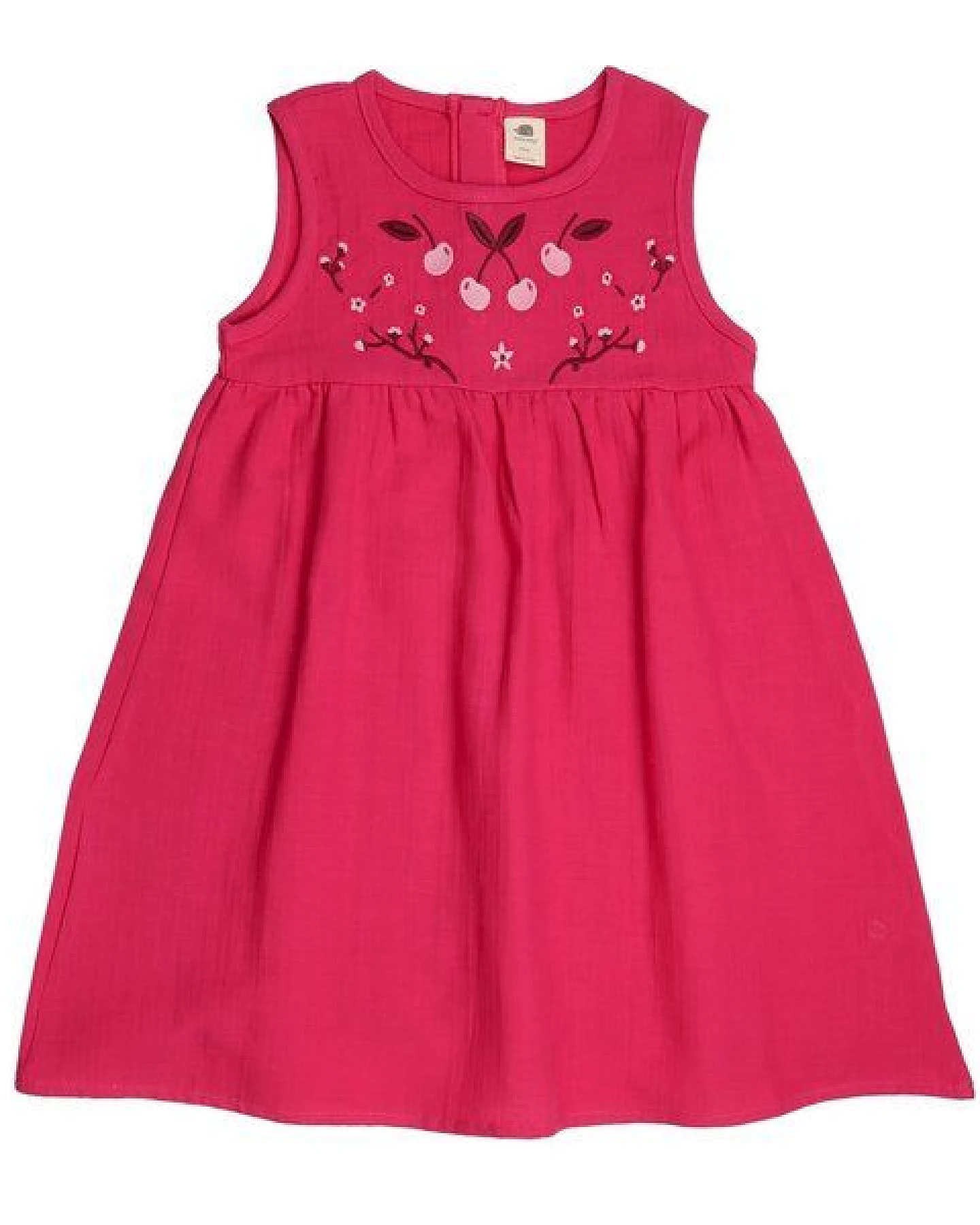 Kleinkinder Sommerkleid GOTS-zertifiziert aus Bio-Baumwolle carminrot, ärmellos – Walkiddy – Ansicht 2