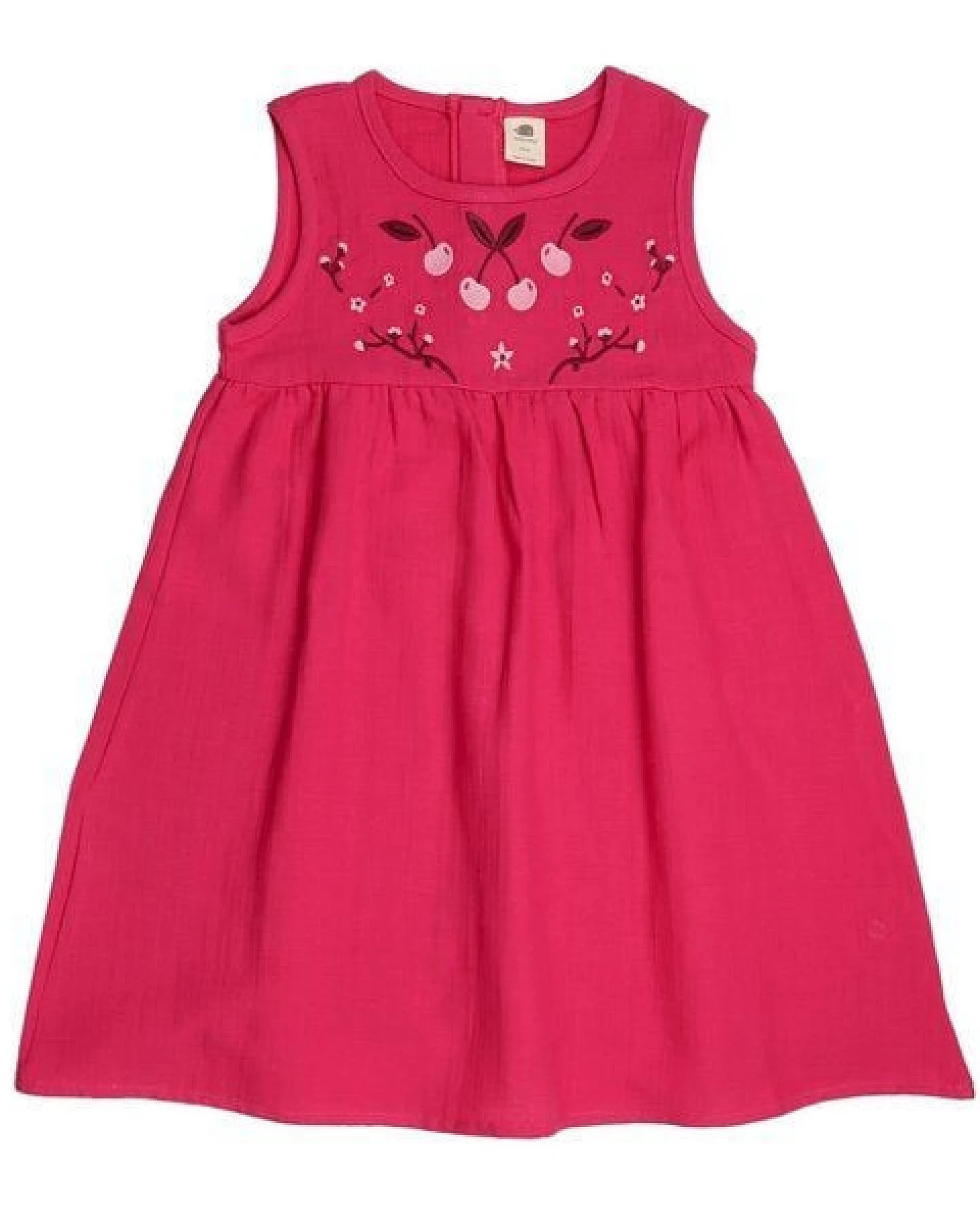 Kleinkinder Sommerkleid GOTS-zertifiziert aus Bio-Baumwolle carminrot, ärmellos – Walkiddy – Ansicht 2