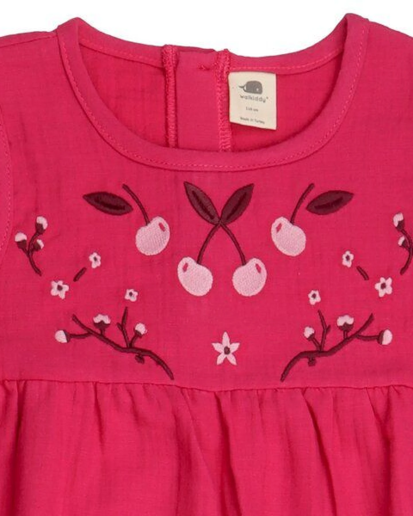 Kleinkinder Sommerkleid GOTS-zertifiziert aus Bio-Baumwolle carminrot, ärmellos – Walkiddy – Ansicht 3
