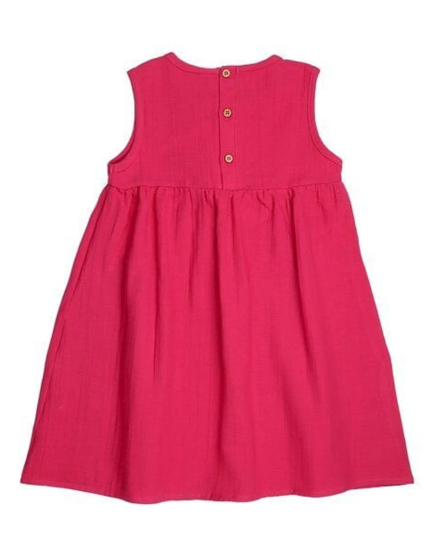 Kleinkinder Sommerkleid GOTS-zertifiziert aus Bio-Baumwolle carminrot, ärmellos – Walkiddy – Ansicht 4