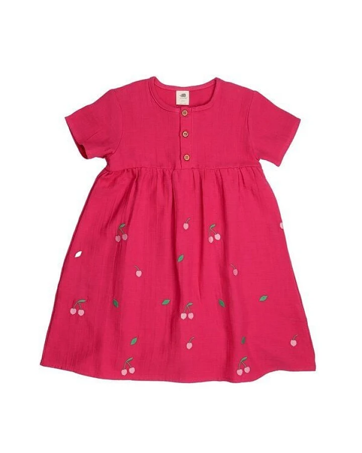Kleid Kinder Bio-Baumwolle Carmine Pink – festliches Walkiddy Jersey-Kleid für Kita & Familienfeste – nachhaltige, hautfreundliche & langlebige Qualität von Walkiddy