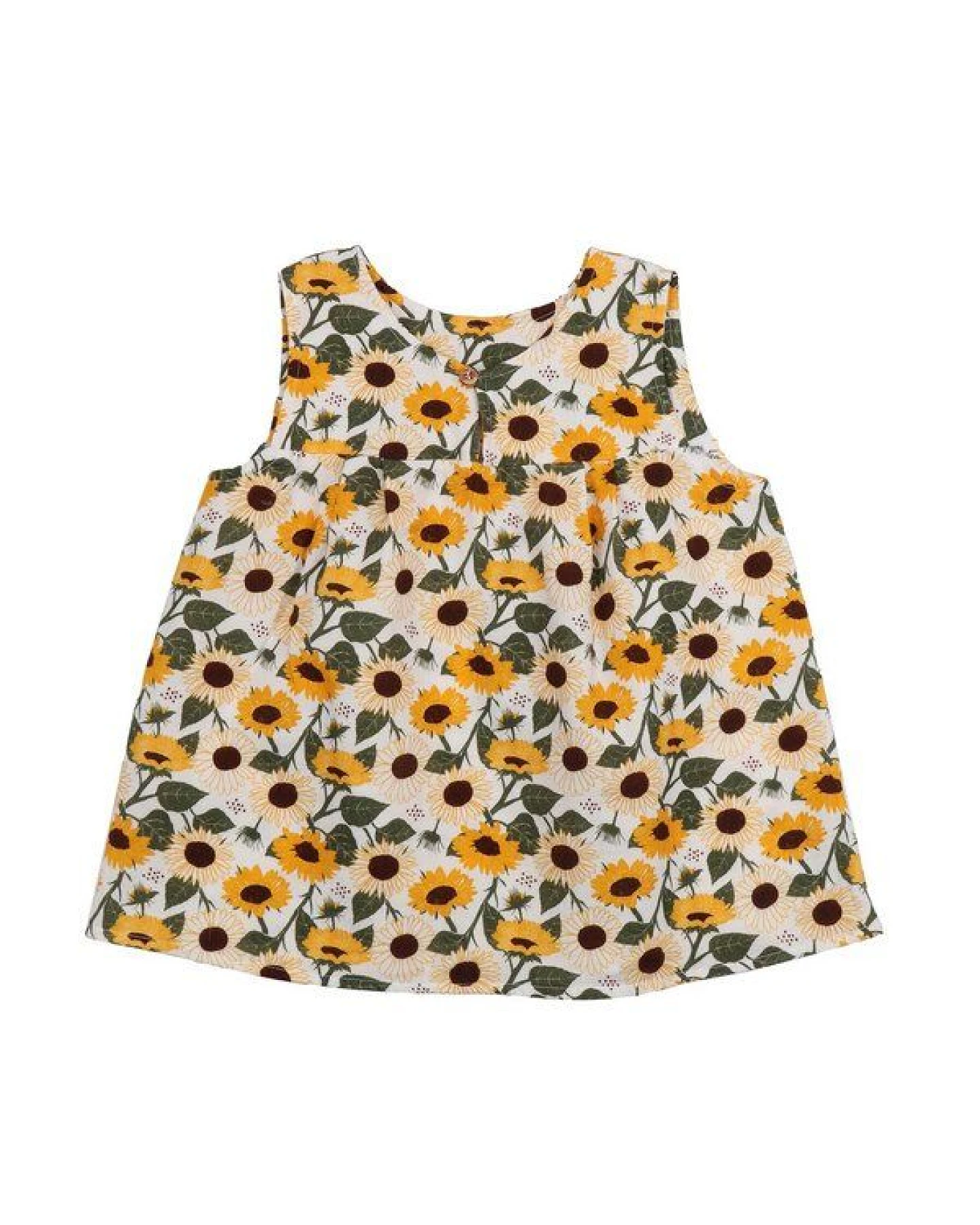 Kinder Blusentop GOTS-zertifiziert aus Bio-Baumwolle mit Sonnenblumen-Muster von Walkiddy – Ansicht 3