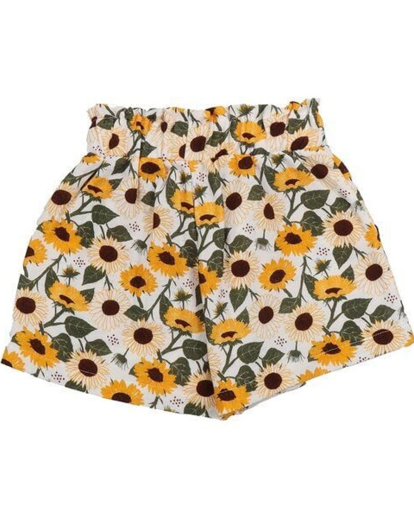 Kinder Shorts GOTS-zertifiziert aus Bio-Baumwolle, Sonnenblumen-Print, leicht & sommerlich, elastischer Bund – Walkiddy – Ansicht 4