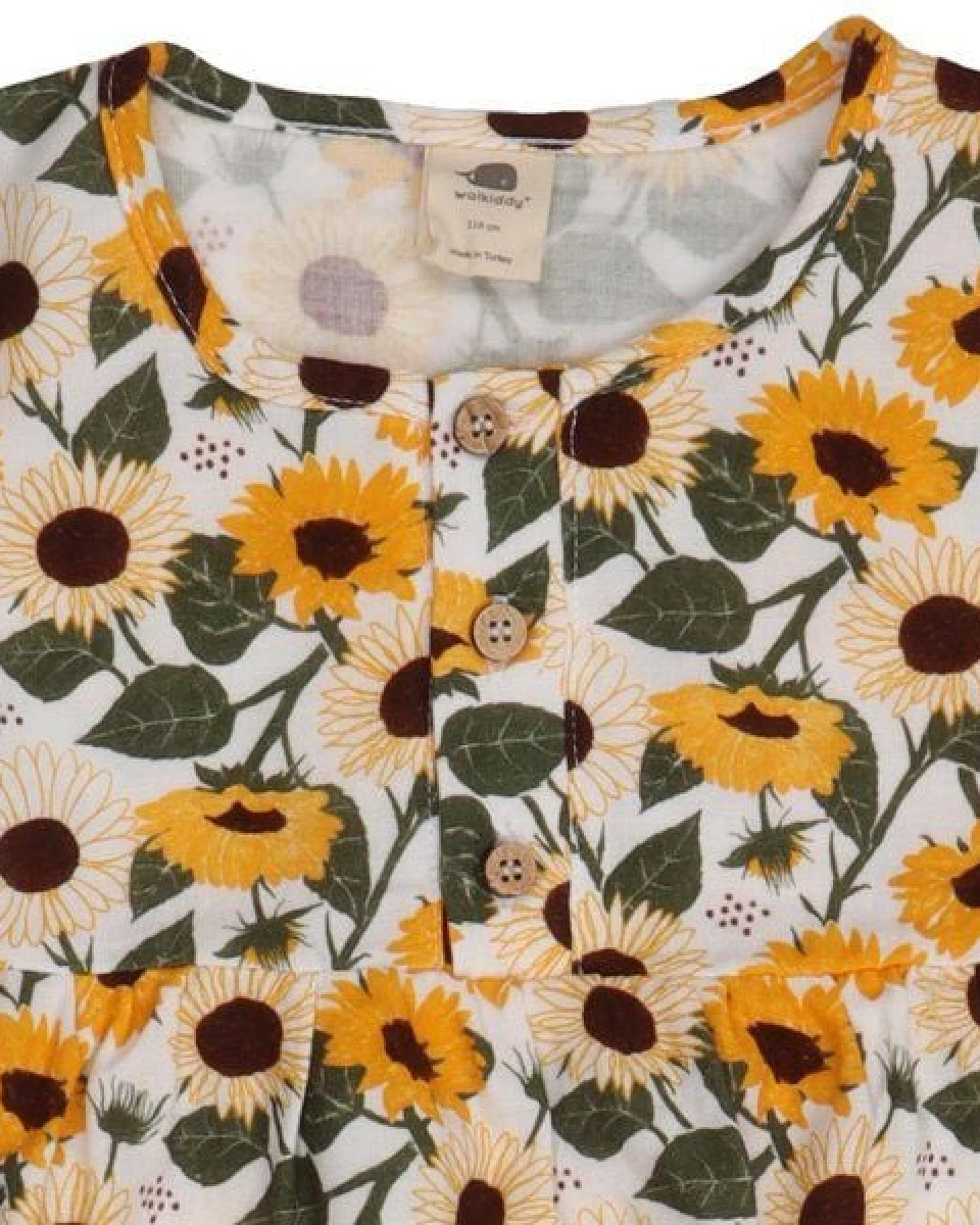 Kinder Kleid GOTS-zertifiziert aus Bio-Baumwolle, Sunflowers-Print, kurzarm, leicht & sommerlich – Walkiddy, weicher Tragekomfort – Ansicht 3