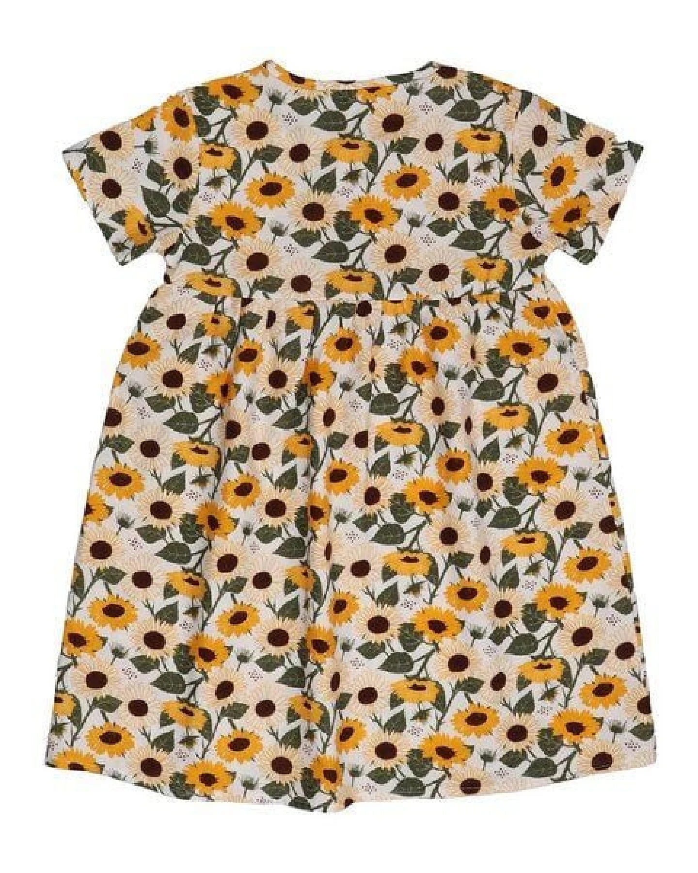 Kinder Kleid GOTS-zertifiziert aus Bio-Baumwolle, Sunflowers-Print, kurzarm, leicht & sommerlich – Walkiddy, weicher Tragekomfort – Ansicht 4
