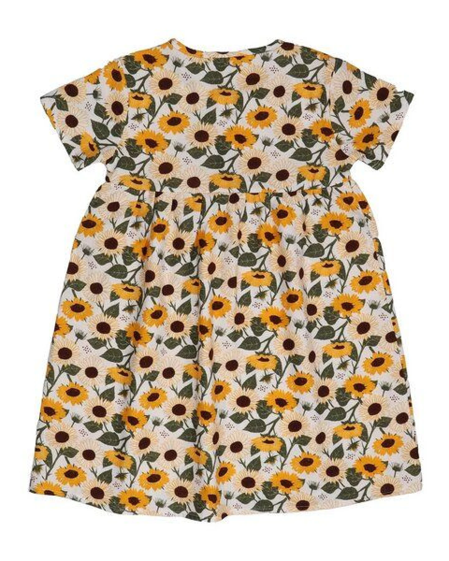 Kinder Kleid GOTS-zertifiziert aus Bio-Baumwolle, Sunflowers-Print, kurzarm, leicht & sommerlich – Walkiddy, weicher Tragekomfort – Ansicht 4