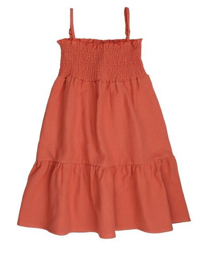 Mädchen Trägerkleid – Ocker, weich & bequem, sommerlich