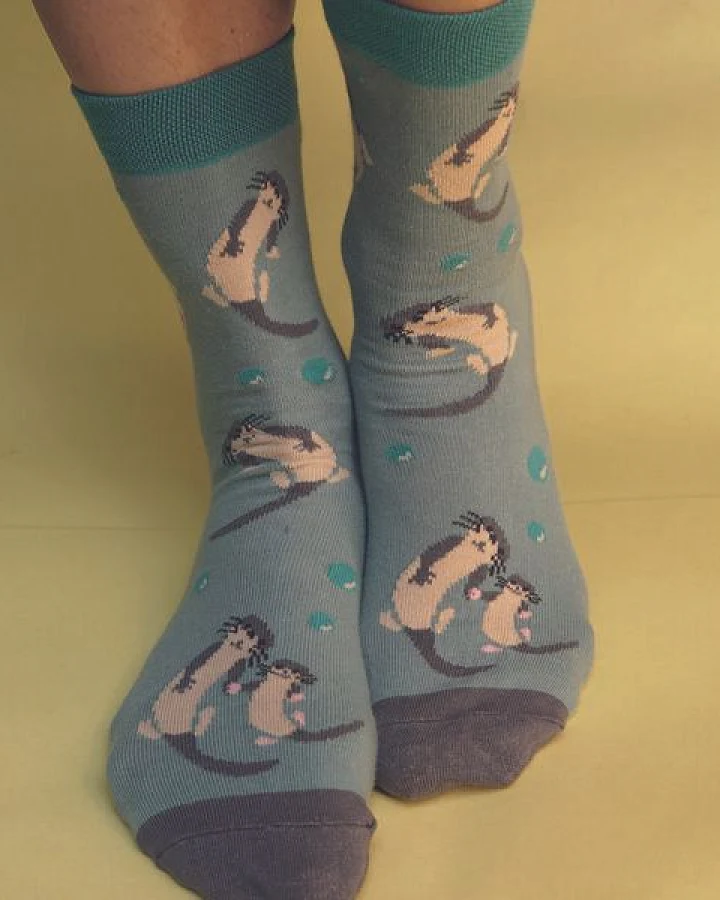 Fräulein Prusselise Otter Socke, türkies, Wasser, bedrohte Tiere, bunt