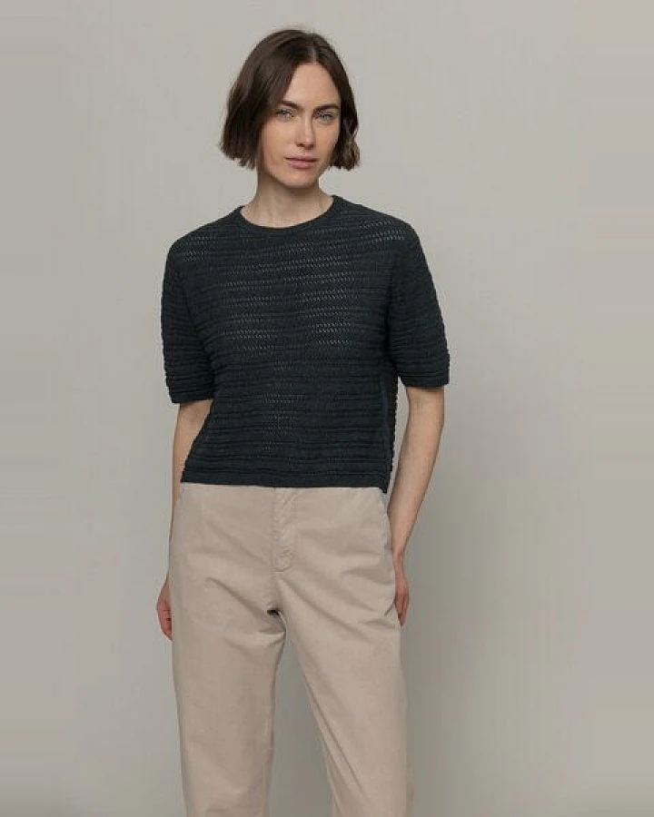 Rifò - Circular Fashion Made in Italy Elisa Kurzarm-Pulllover aus recykelter und Bio-Baumwolle