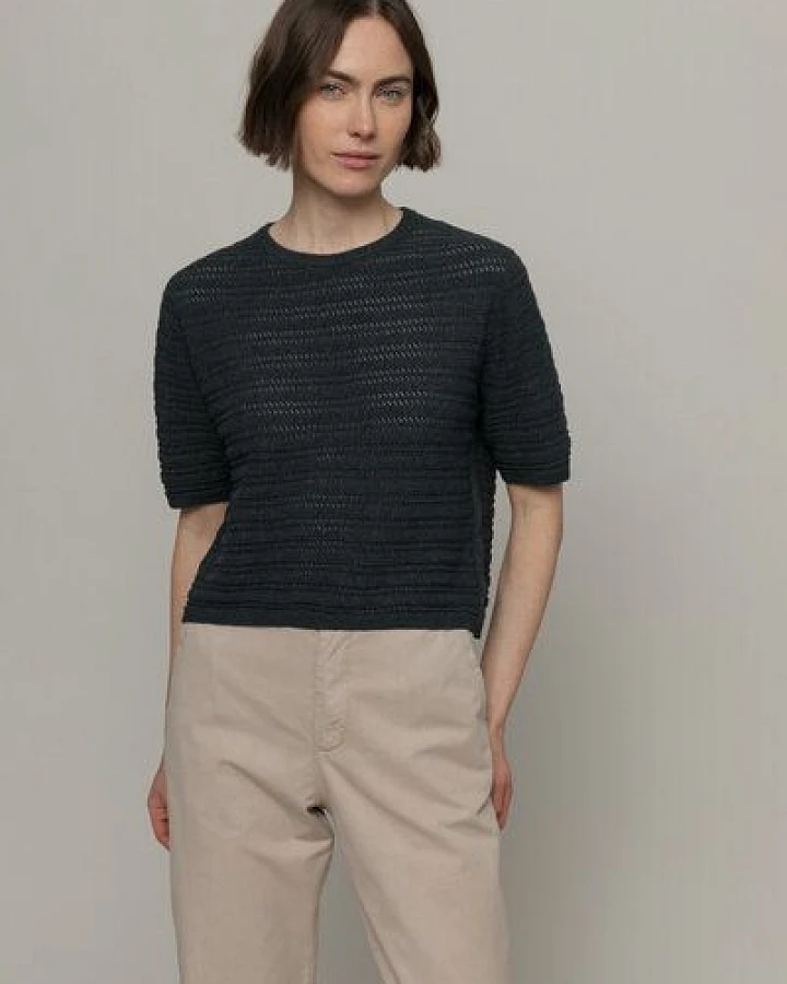 Rifò - Circular Fashion Made in Italy Elisa Kurzarm-Pulllover aus recykelter und Bio-Baumwolle