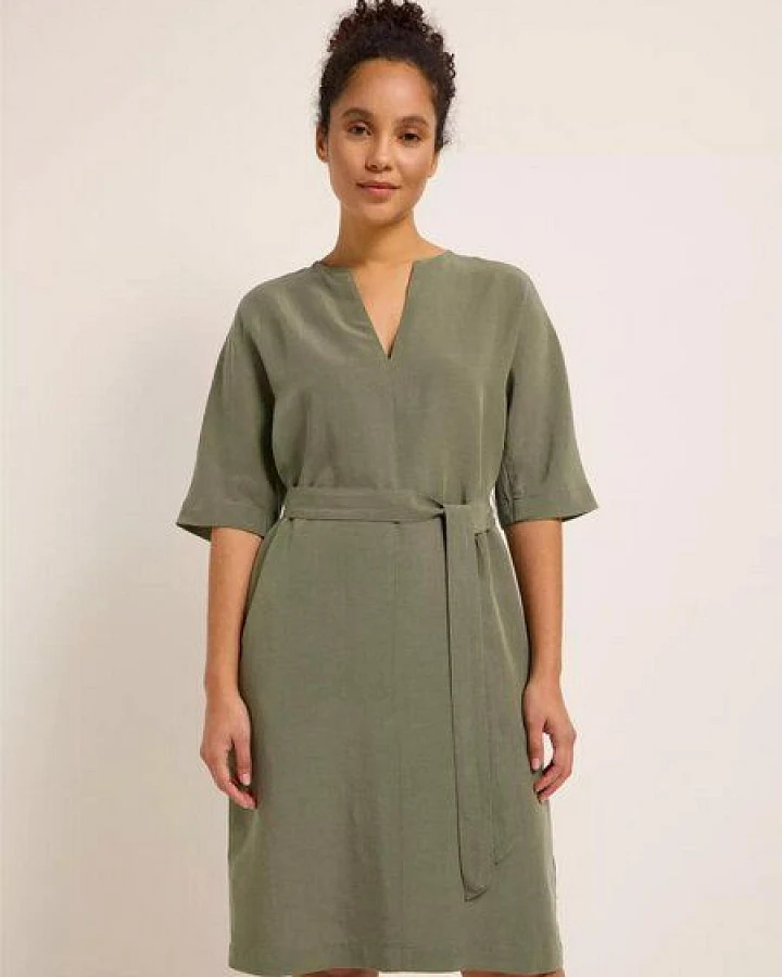 LANIUS Kleid mit Gürtel Leinen
