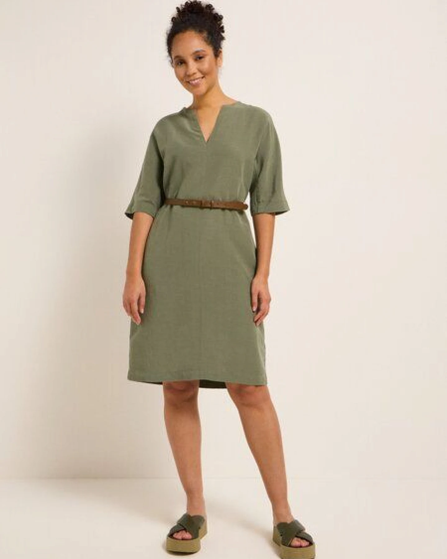 LANIUS Kleid mit Gürtel Leinen – Ansicht 2
