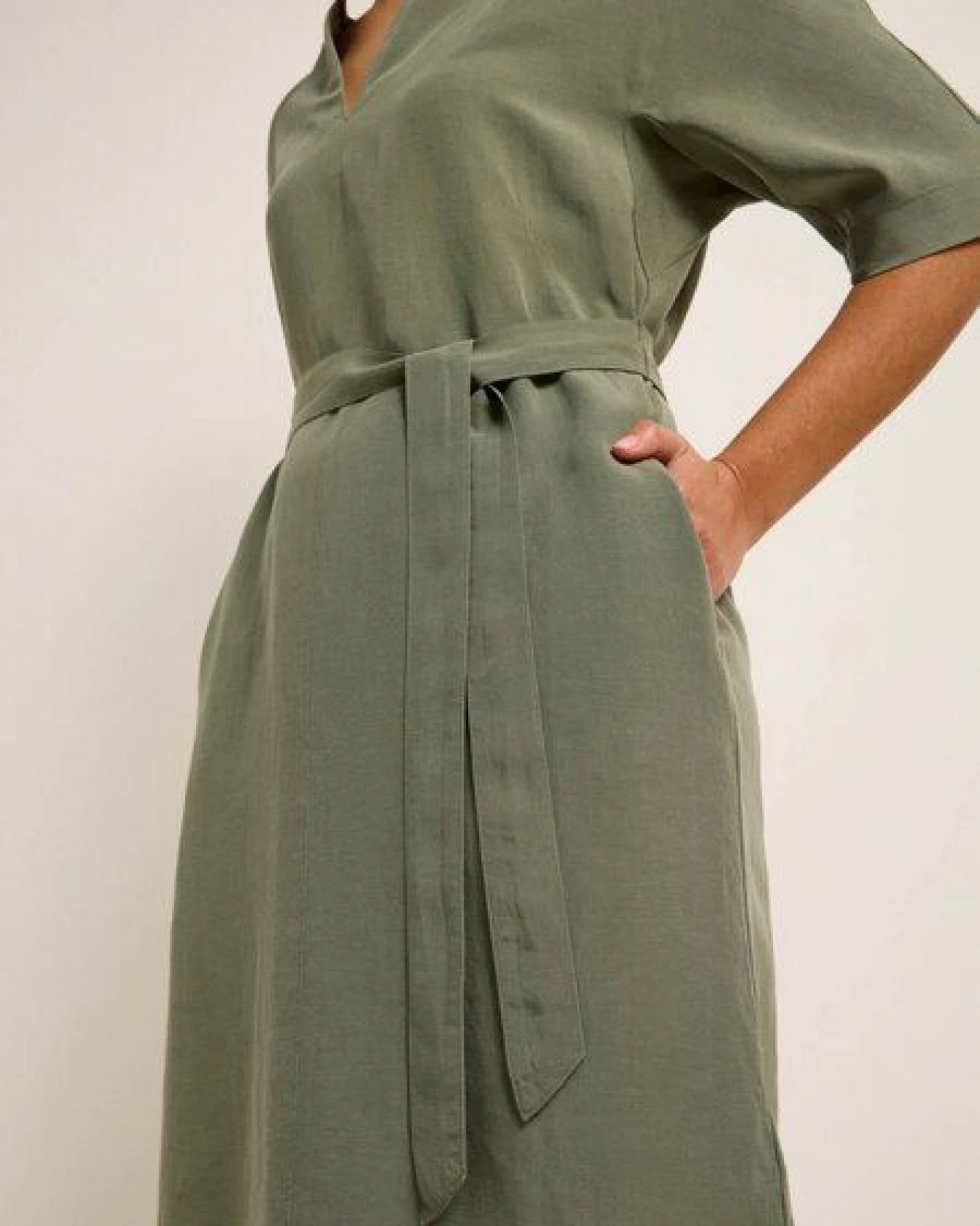 LANIUS Kleid mit Gürtel Leinen – Ansicht 3
