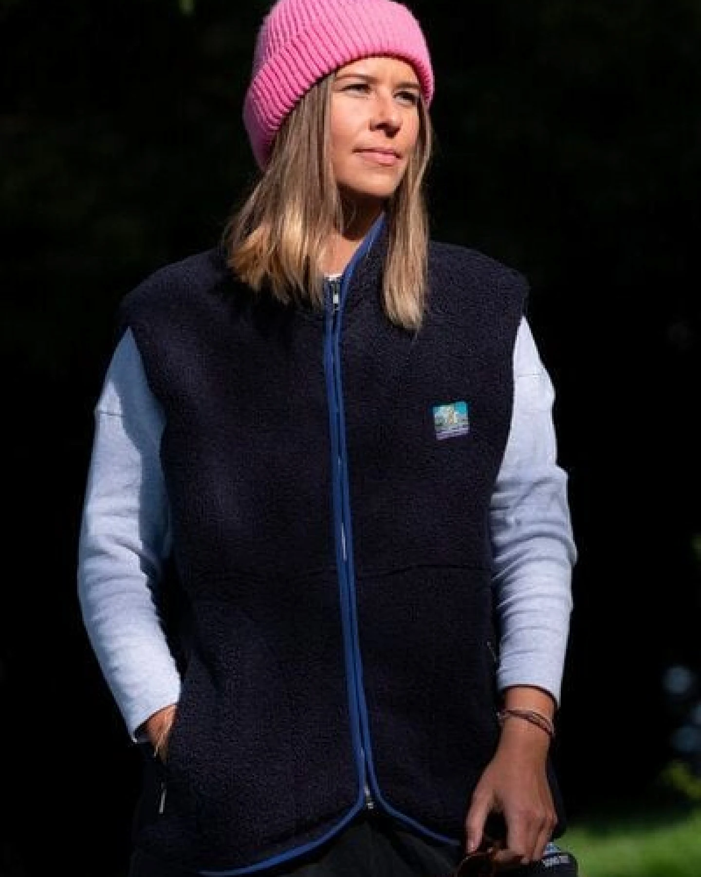 girafon bleu Sherpa-Fleece mit abnehmbaren Ärmeln – Ansicht 3