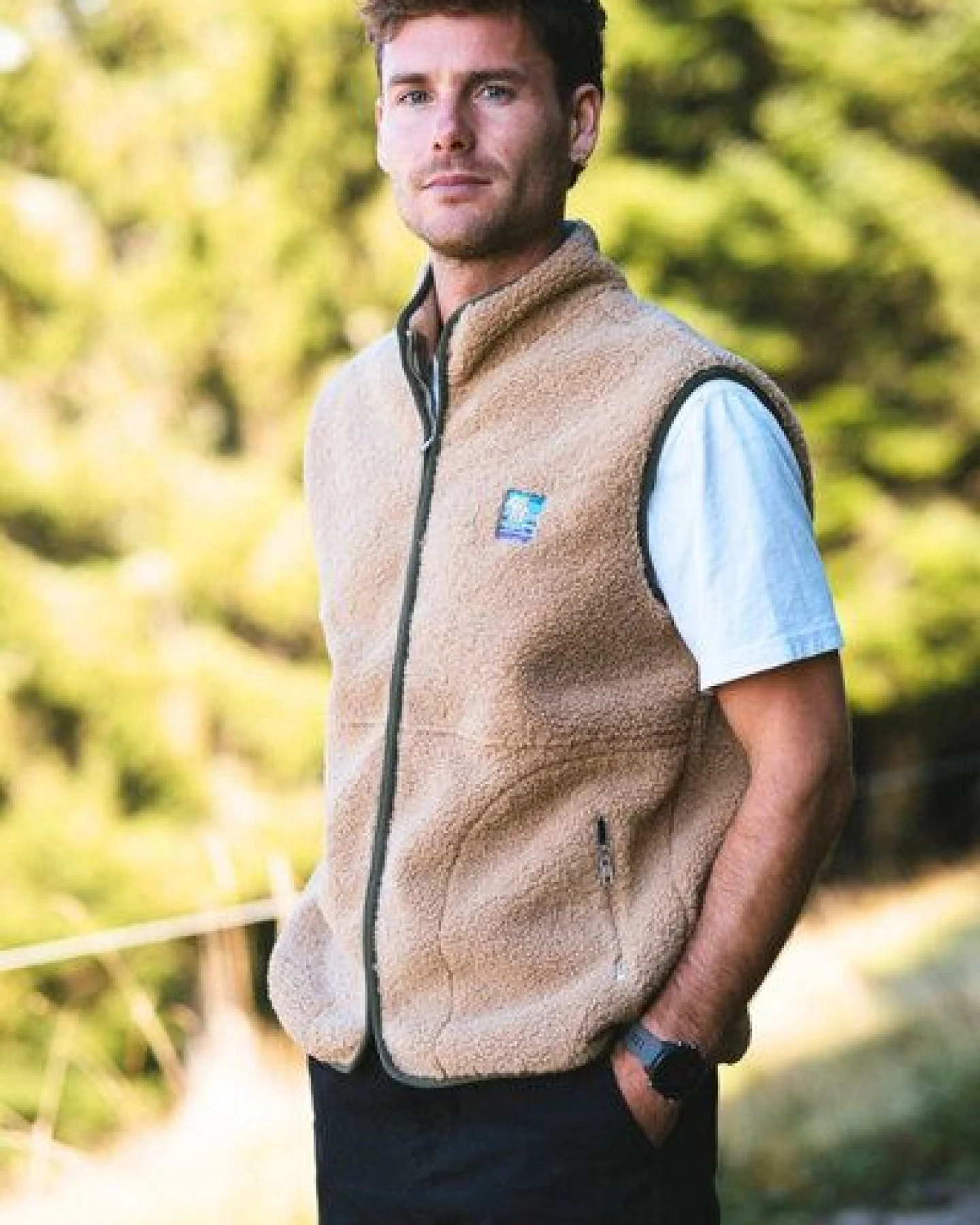 girafon bleu Sherpa-Fleece mit abnehmbaren Ärmeln – Ansicht 3