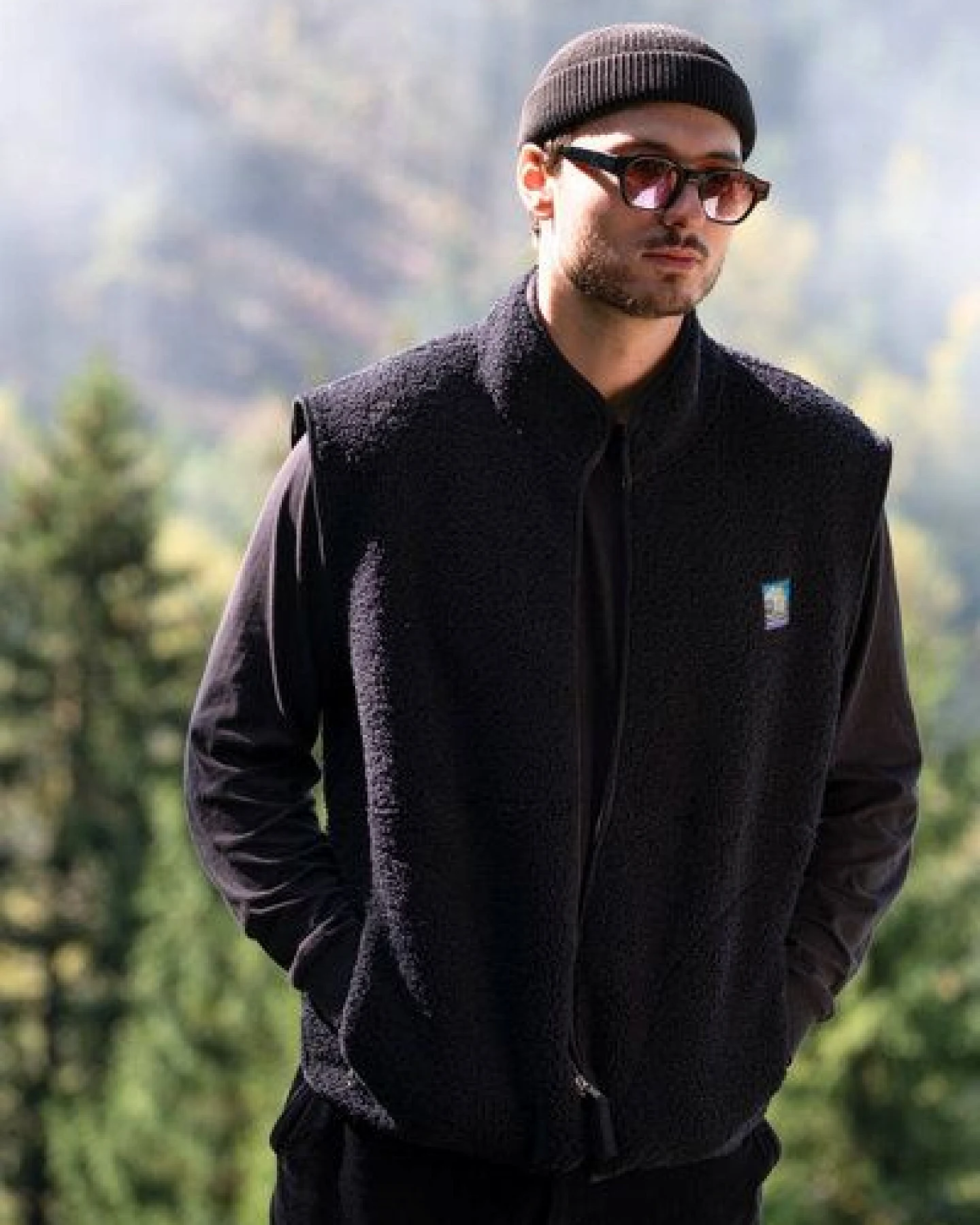 girafon bleu Sherpa-Fleece mit abnehmbaren Ärmeln – Ansicht 3