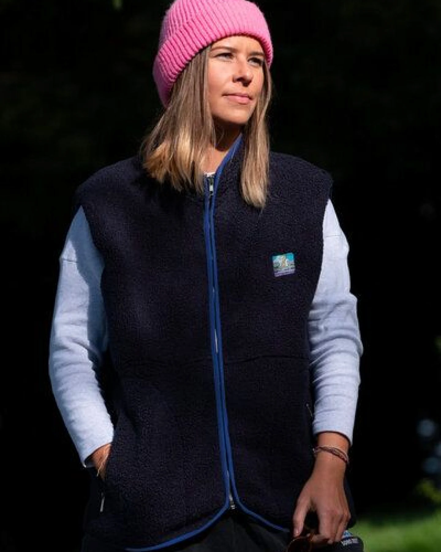 girafon bleu Sherpa-Fleece mit abnehmbaren Ärmeln – Ansicht 3