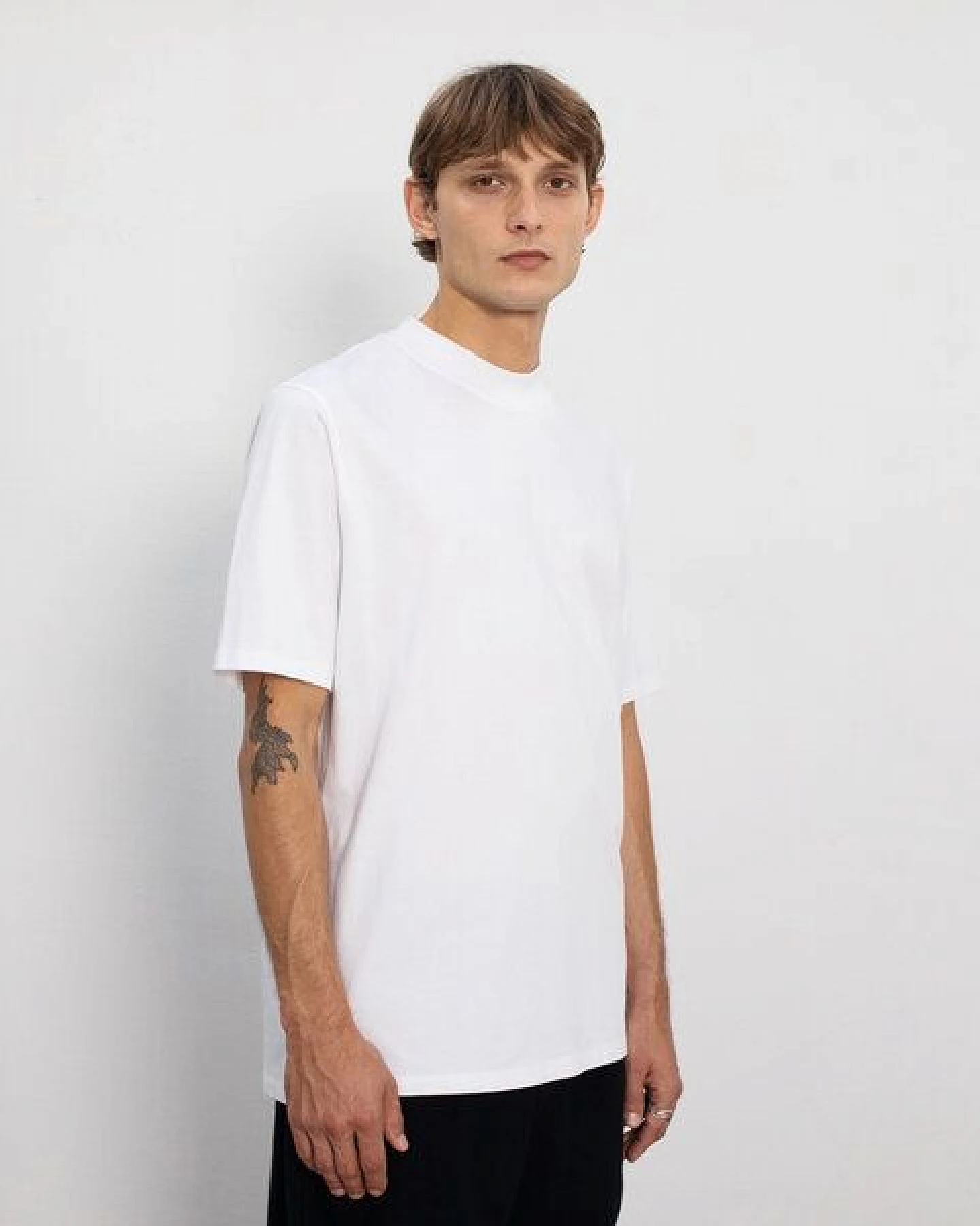 Rotholz Basic T-Shirt mit breitem Kragen Bio Baumwolle – Ansicht 3