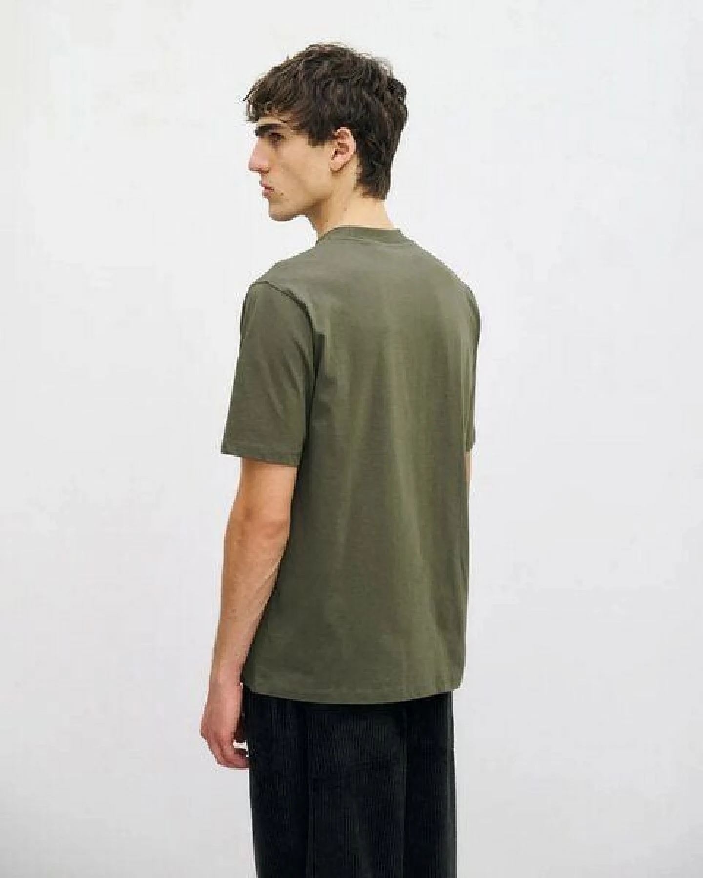 Rotholz Basic T-Shirt mit breitem Kragen Bio Baumwolle – Ansicht 4