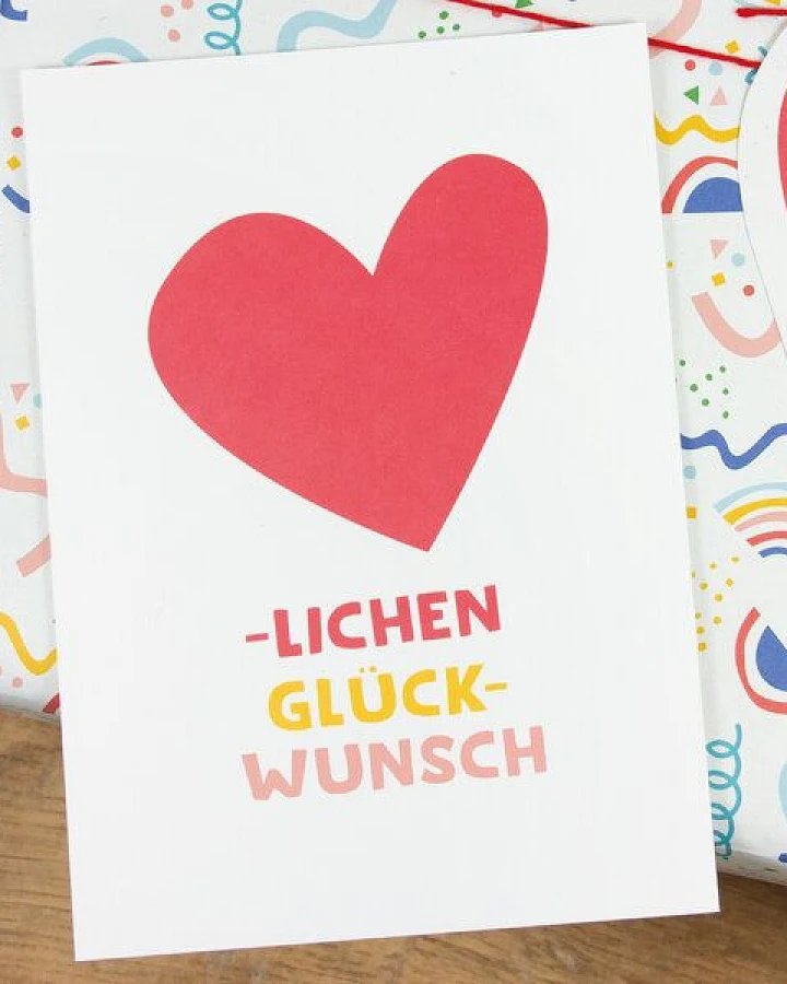 Bow & Hummingbird Postkarte "Herzlichen Glückwunsch" aus Recyclingpapier