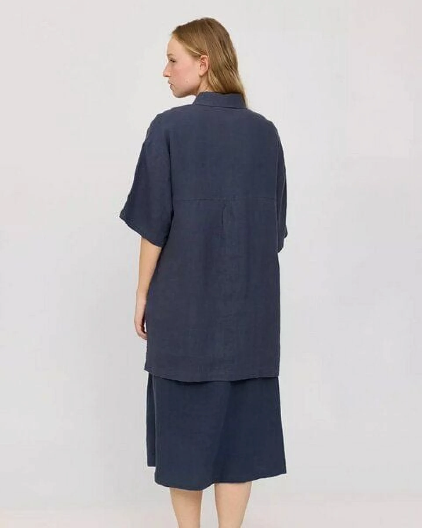 Mazine Kurzarm Hemdblusenkleid aus 100% Leinen – Ansicht 2