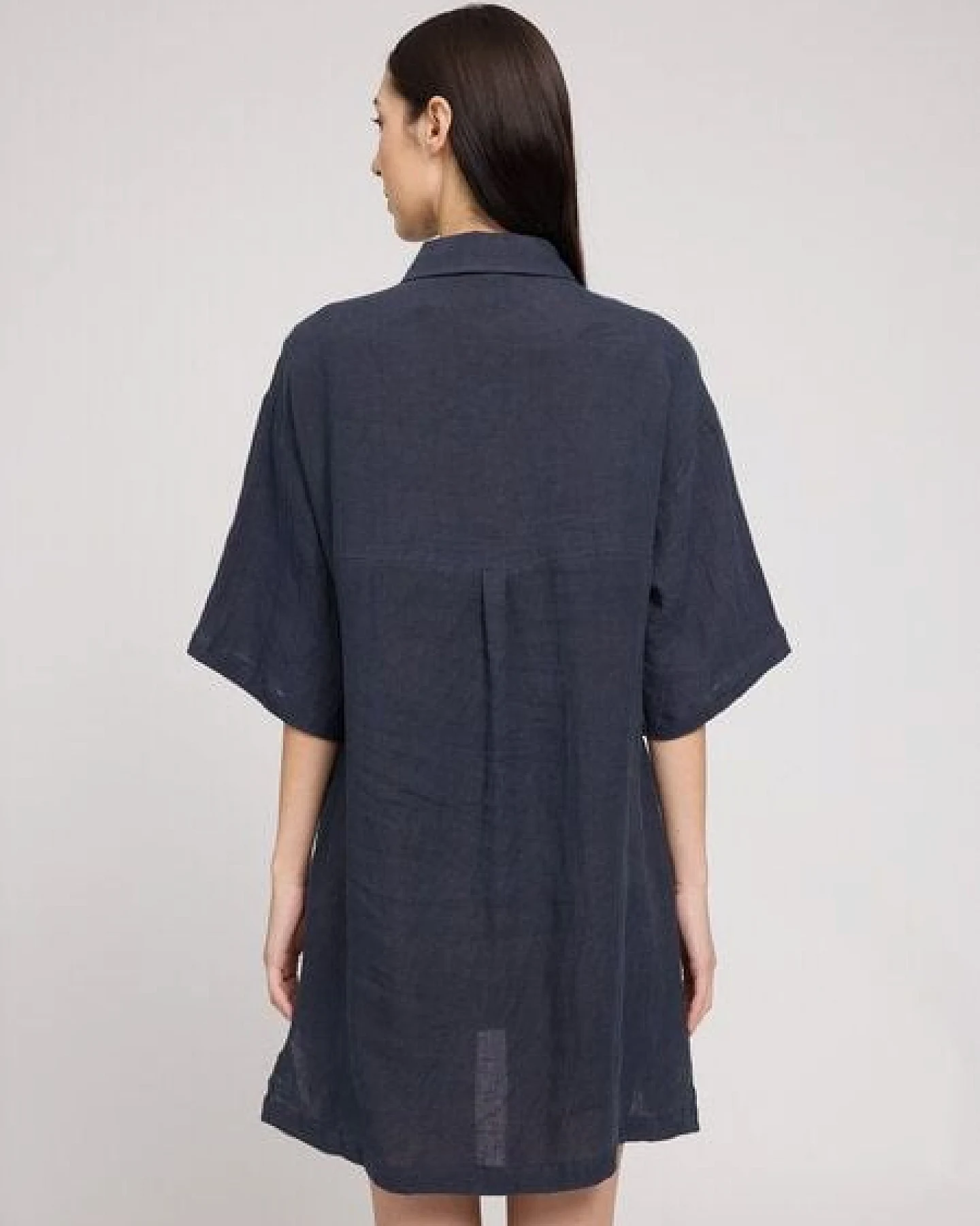 Mazine Kurzarm Hemdblusenkleid aus 100% Leinen – Ansicht 3