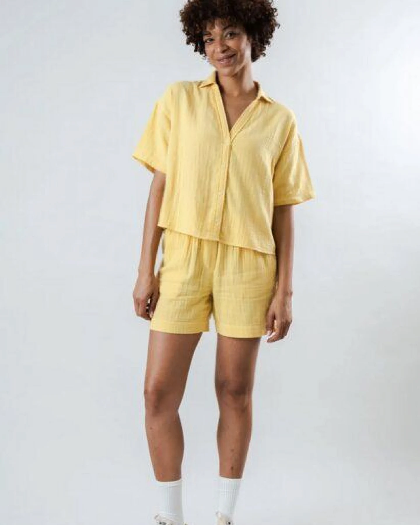 Brava Fabrics Bubble Cropped Blouse Yellow – Ansicht 4
