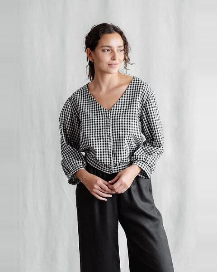 Jyoti - Fair Works Bio-Baumwoll Bluse Sahay Kariert