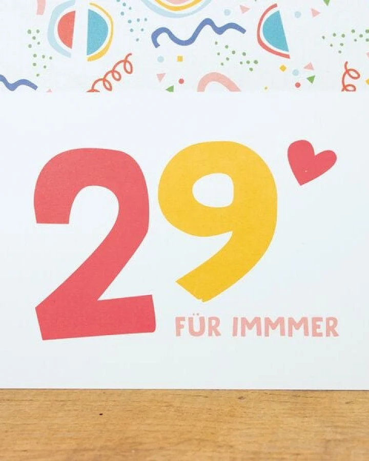 Bow & Hummingbird Postkarte "29 für IMMMER" aus Recyclingpapier