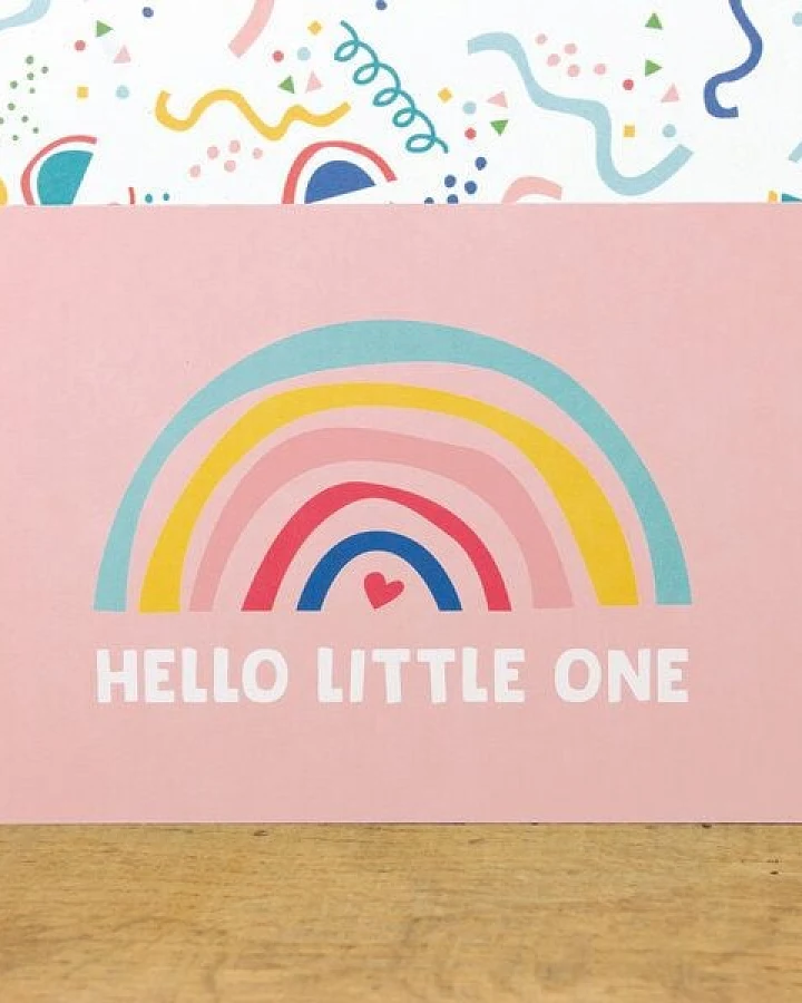Bow & Hummingbird Postkarte "Hello little one" (rosa) aus Recyclingpapier