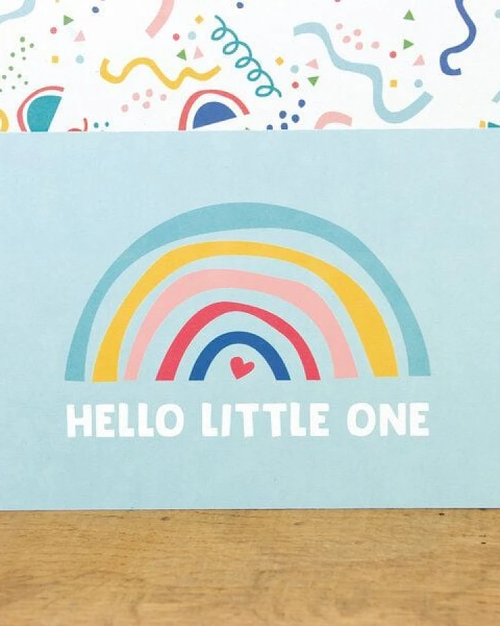 Bow & Hummingbird Postkarte "Hello little one" (blau) aus Recyclingpapier